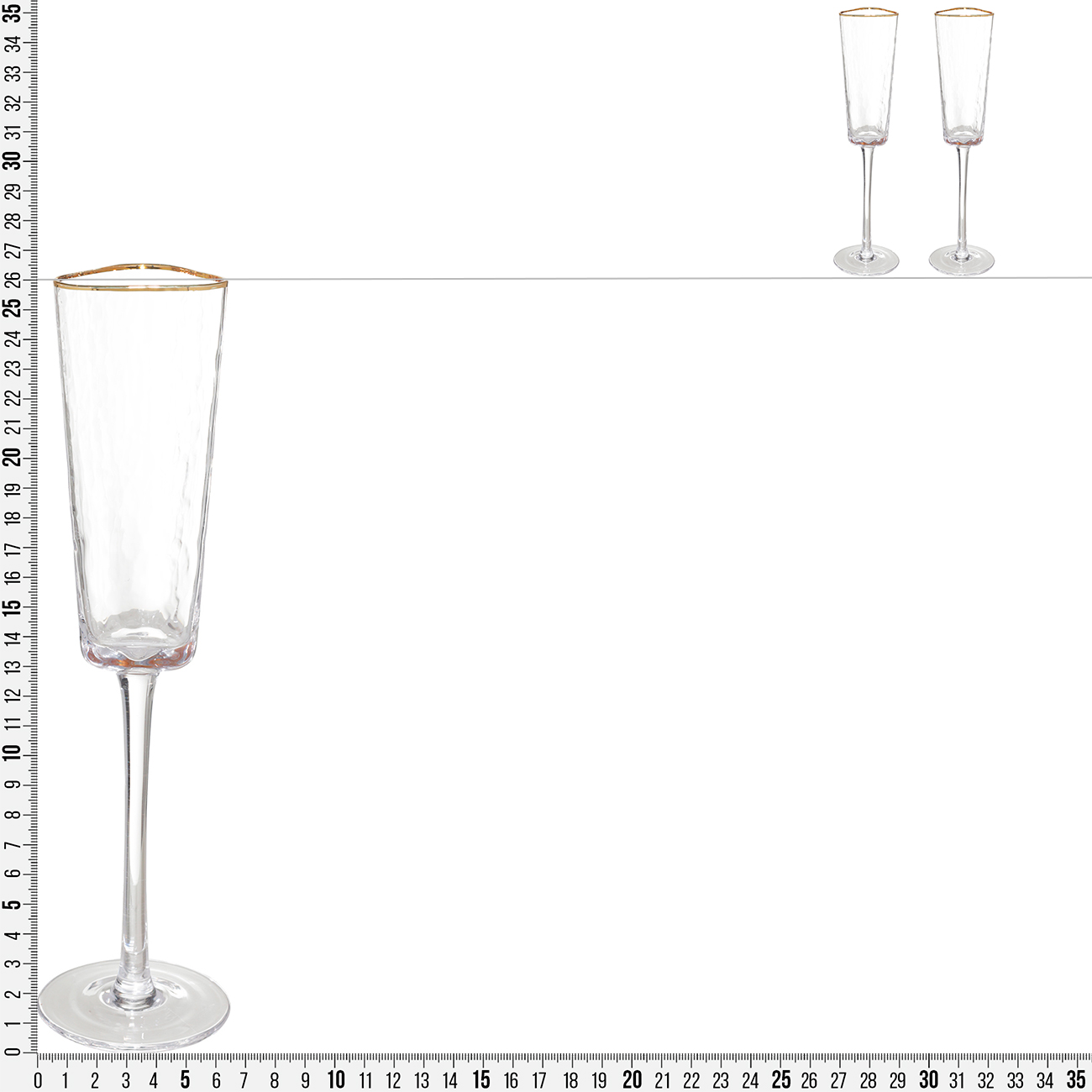 Шампан бокалы, 160 мл, 2 дана, Шыны, алтын жиегі бар, Triangle Gold изображение № 3