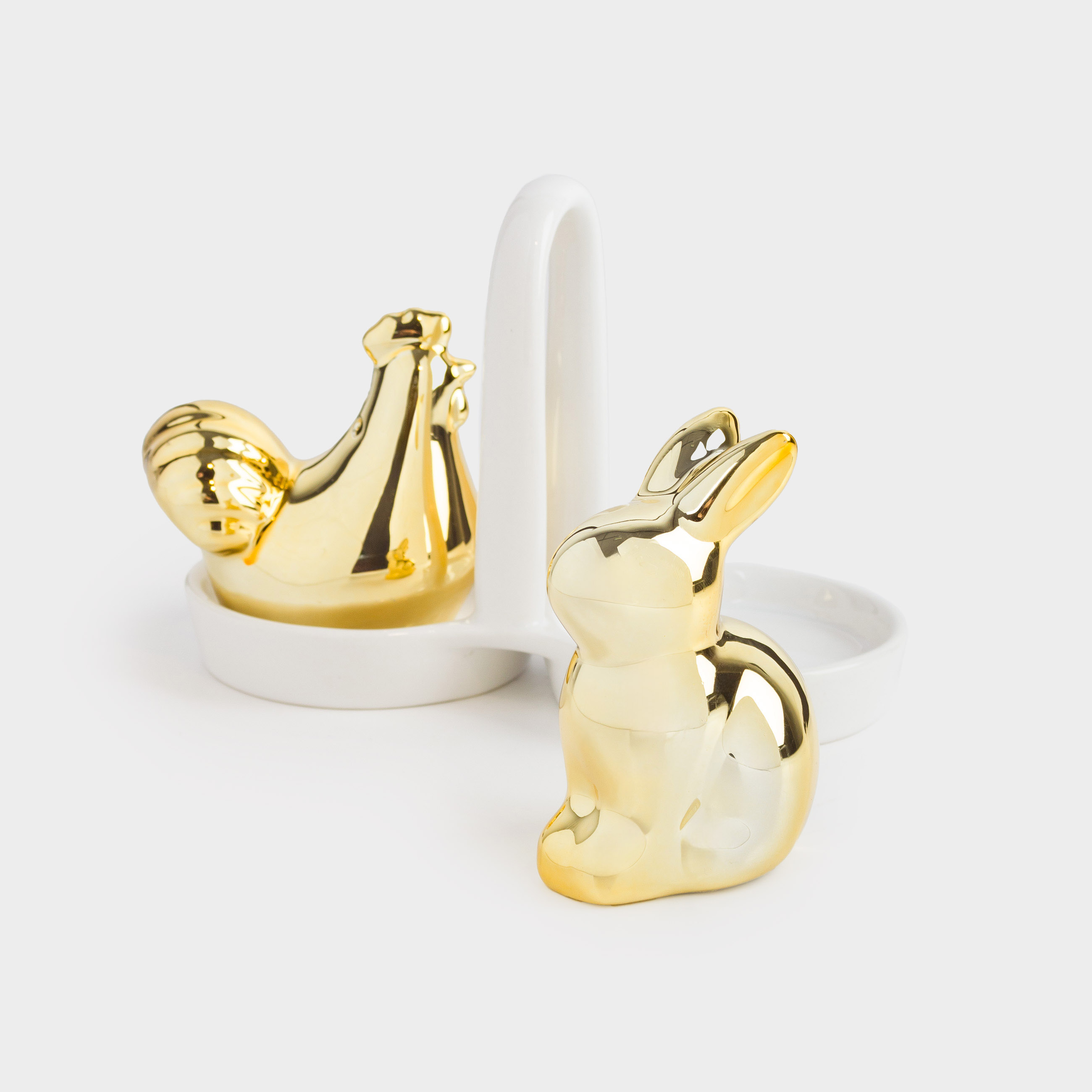 Тұз және бұрыш жинағы, 17 см, тұғырда, керамика, алтын ақ, Easter gold, image-3