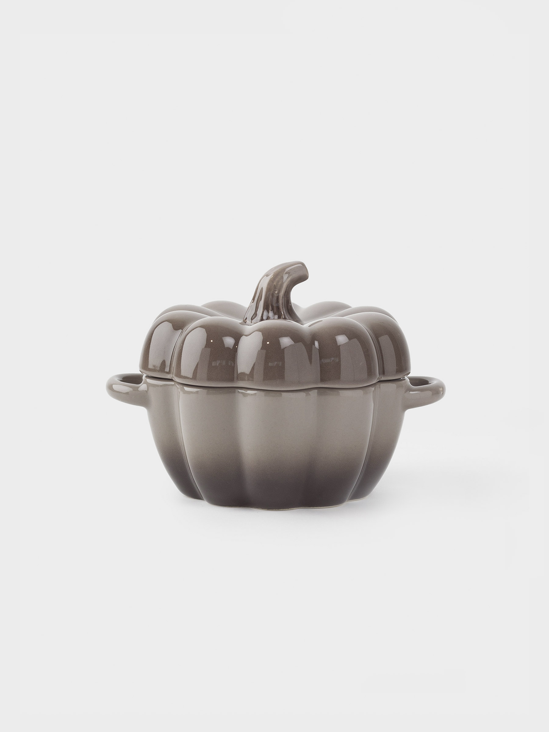 Кокотница, 11 см, 350 мл, қақпағы бар, керамика, сұр-қоңыр, Асқабақ, Pumpkin, image-0