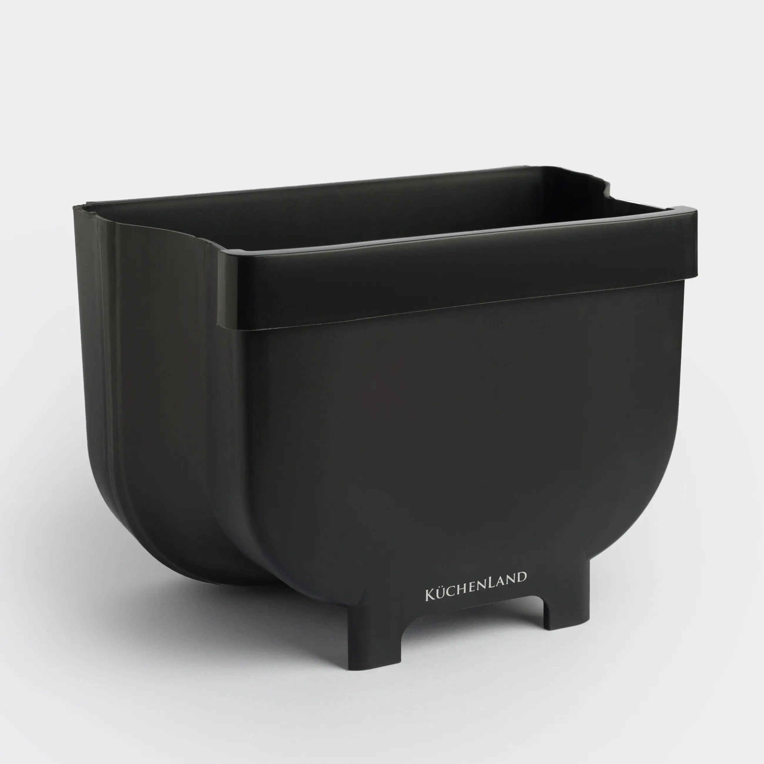 Ведро для мусора, 4 л, складное, подвесное, пластик/резина, черное, Foldaway black, image-0