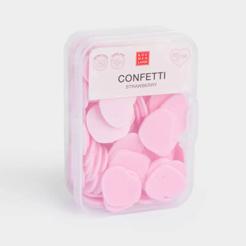 Мыло-конфетти, 1,5 см, 80 шт, розовое, Клубника, Сердце, Confetti, image-0
