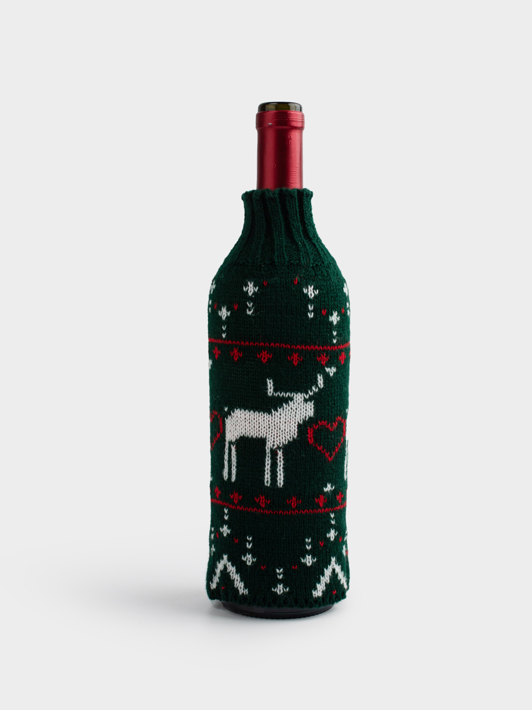 Чехол для бутылки, 26 см, декоративный, полиэстер, зеленый, Олень, Christmas bar, image-4