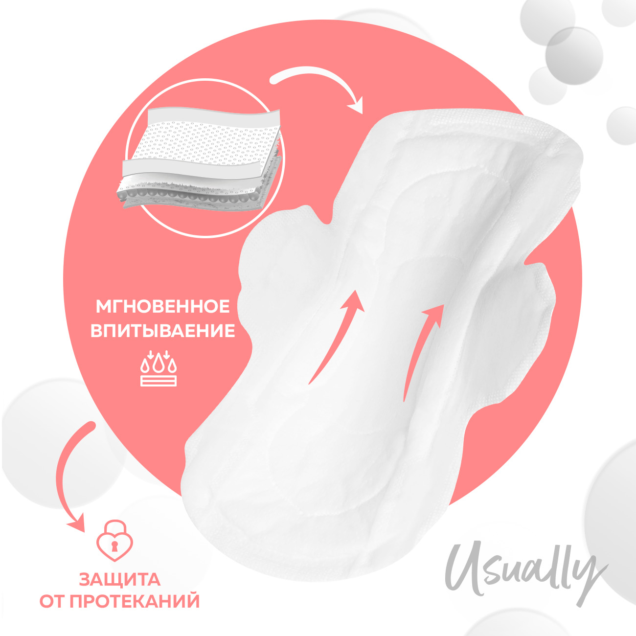 Прокладки гигиенические, 24 см, 10 шт, с крылышками, Normal, Usually, image-0