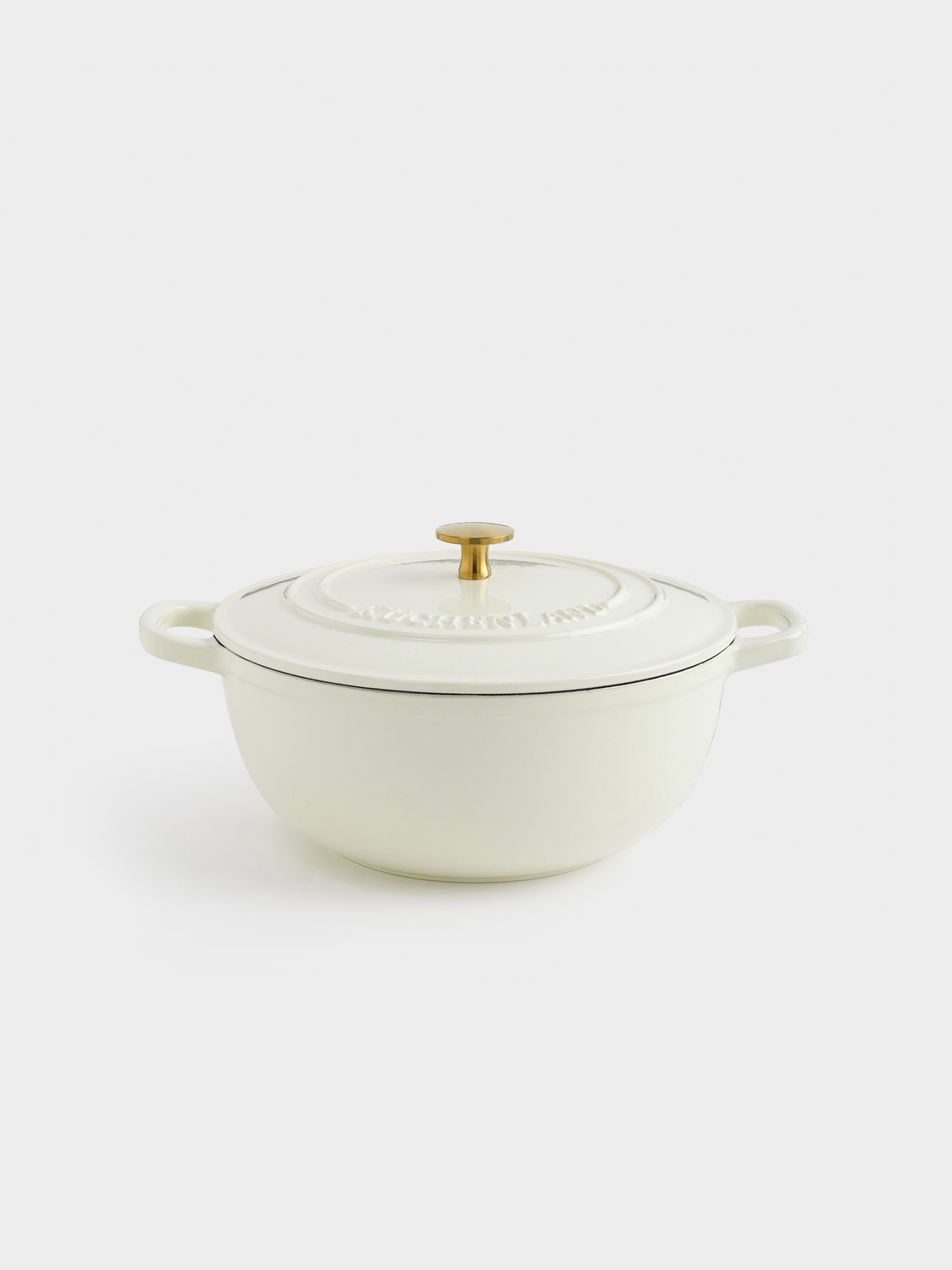 Қазан, 25 см, 3,5 л, қақпағы бар, шойын, сүт түсті, Light kitchen