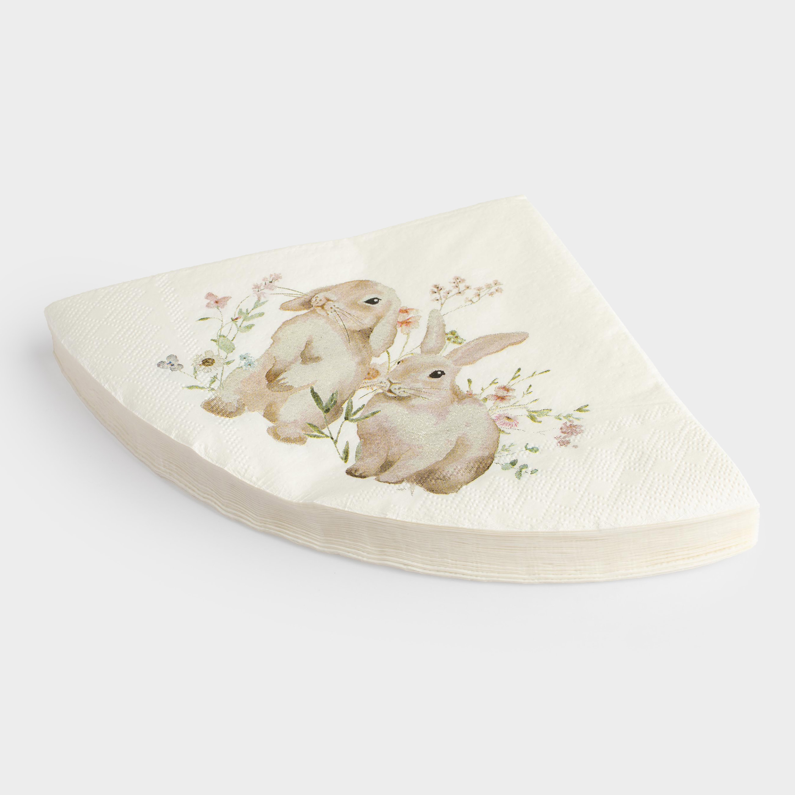 Қағаз майлықтар, 33х33 см, 20 дана, дөңгелек, ақ, Қояндар мен гүлдер, Natural Easter, image-1