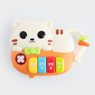 Игрушка развивающая, 12х16 см, музыкальная, пластик, Котик-пианино, Cat ,image-0