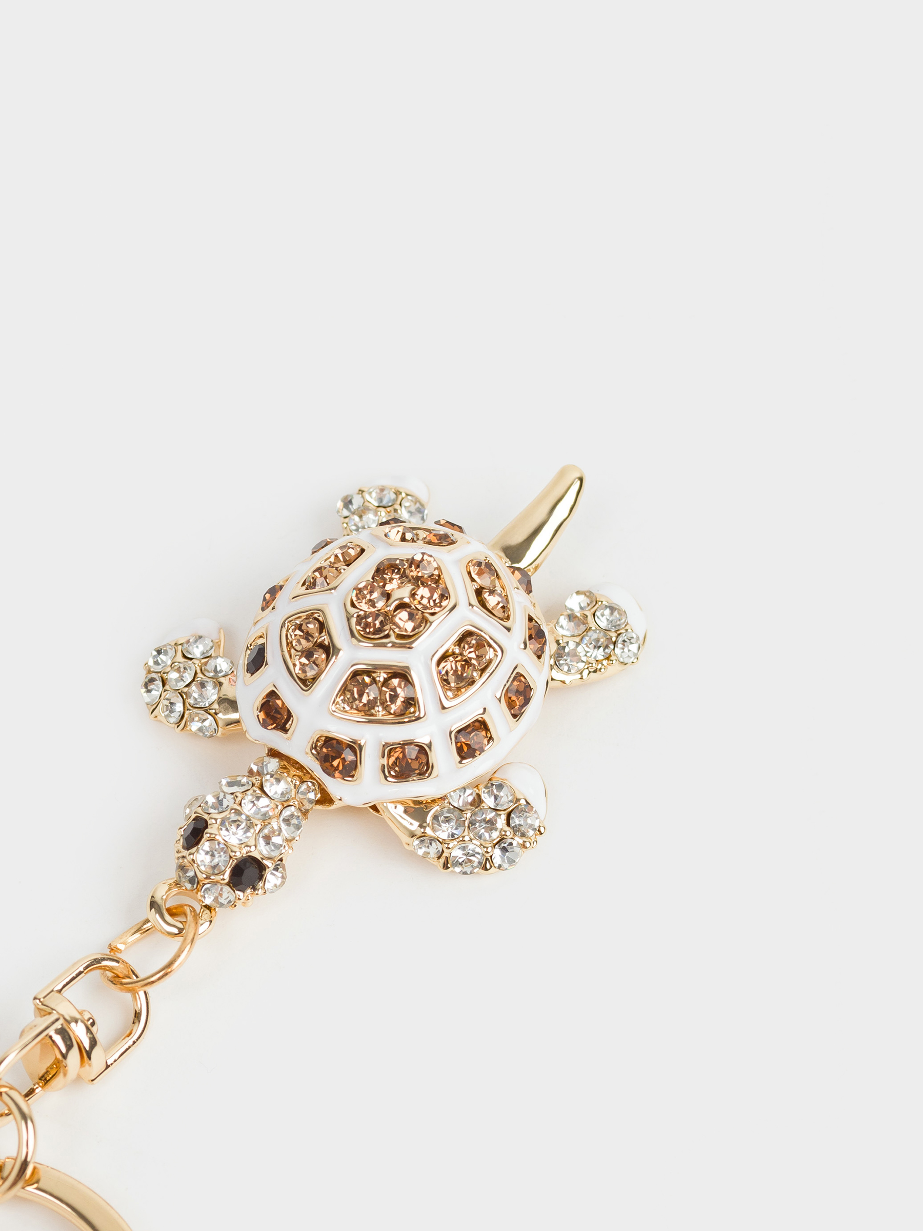 Брелок, 12 см, металл/стразы, золотистый, Черепаха, Keychain crystal, image-3