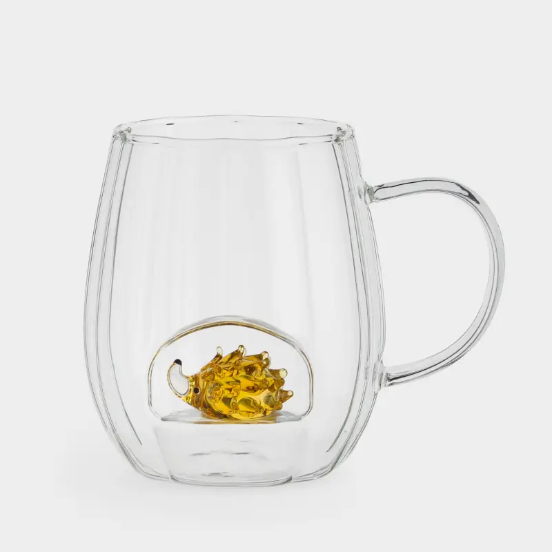 Кружка, 460 мл, стекло Б, Янтарный ежик, Camellia shape