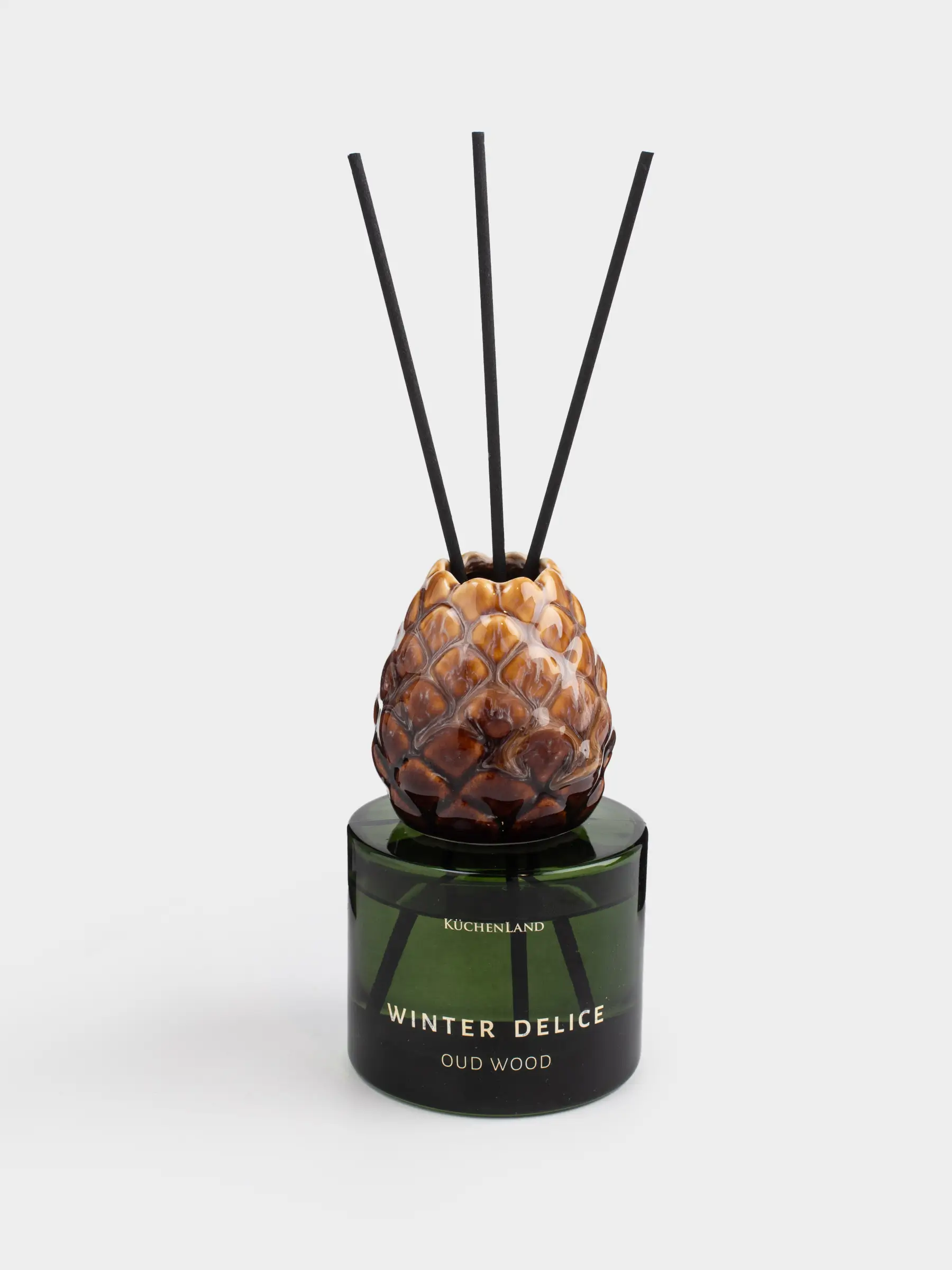 Хош иісті диффузор, 90 мл, керамика, жасыл, Хош иіс, Шырша бүршігі, Winter delice