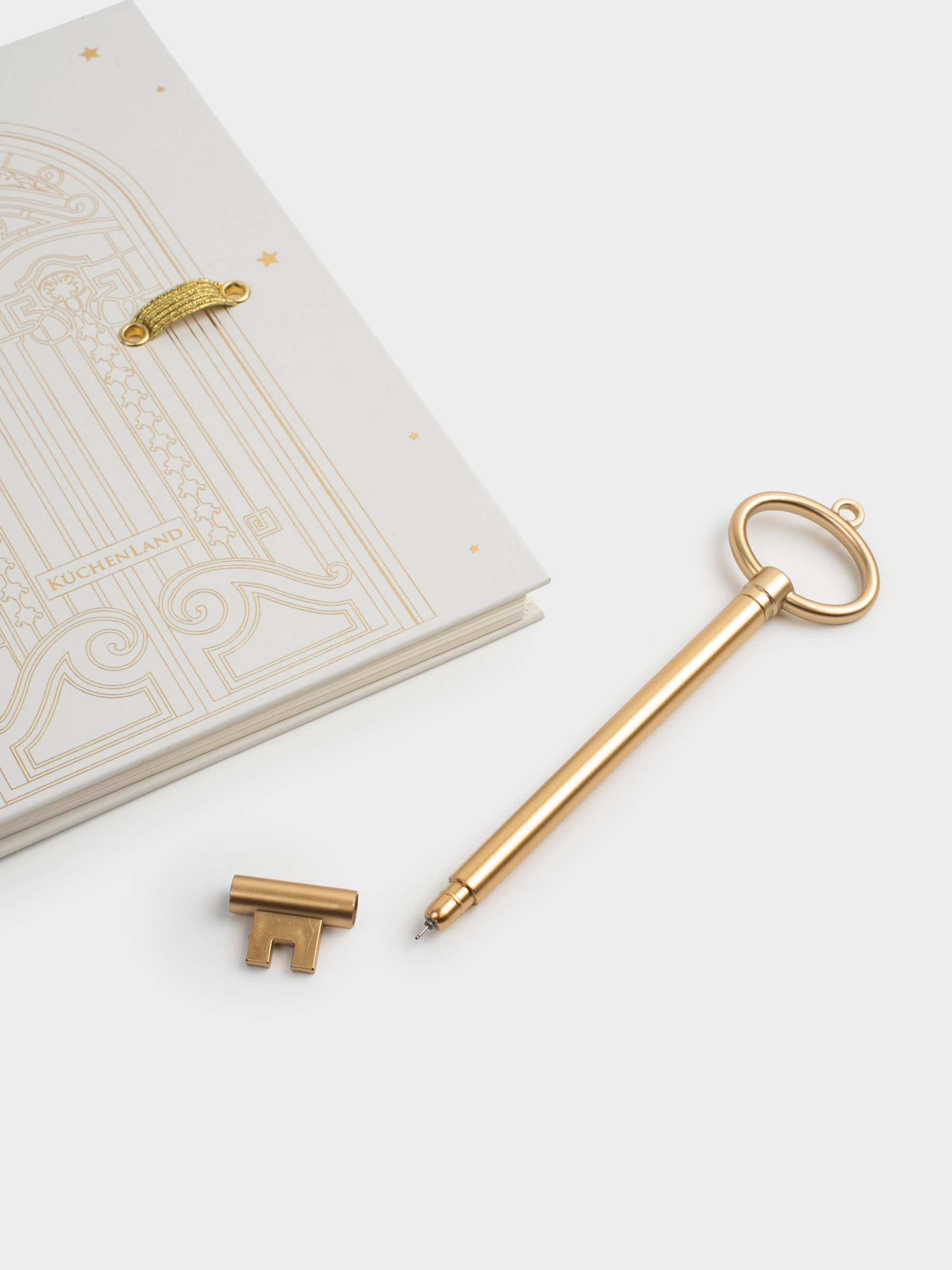 Жазуға арналған дәптер, қаламы бар, 15х20 см, 80 л, сақиналы, полиуретанды, экрю, Stationery gold, image-3