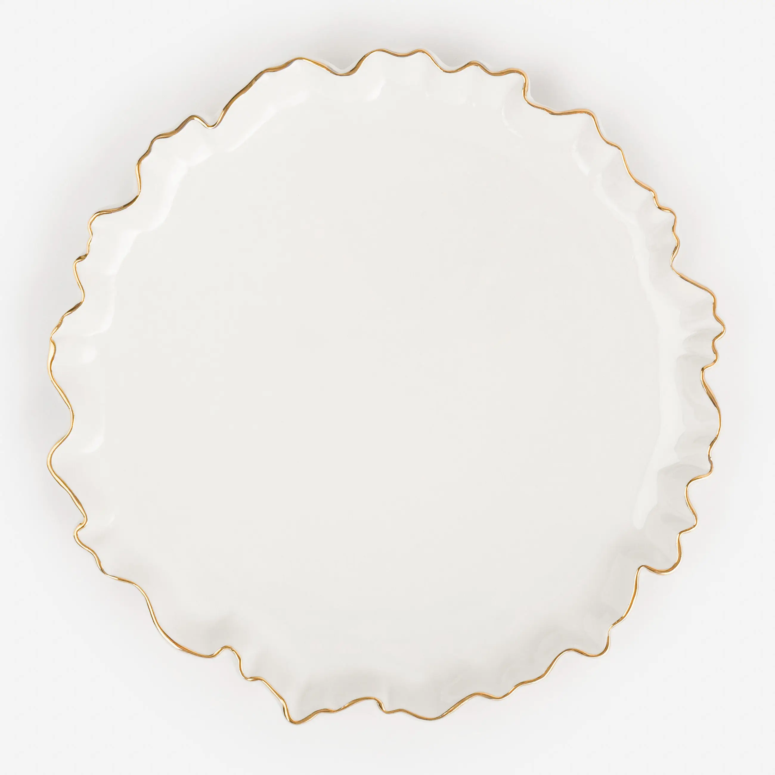 Тарелка обеденная, 25 см, фарфор P, с золотистым кантом, Мятый эффект, Crumple gold, image-0