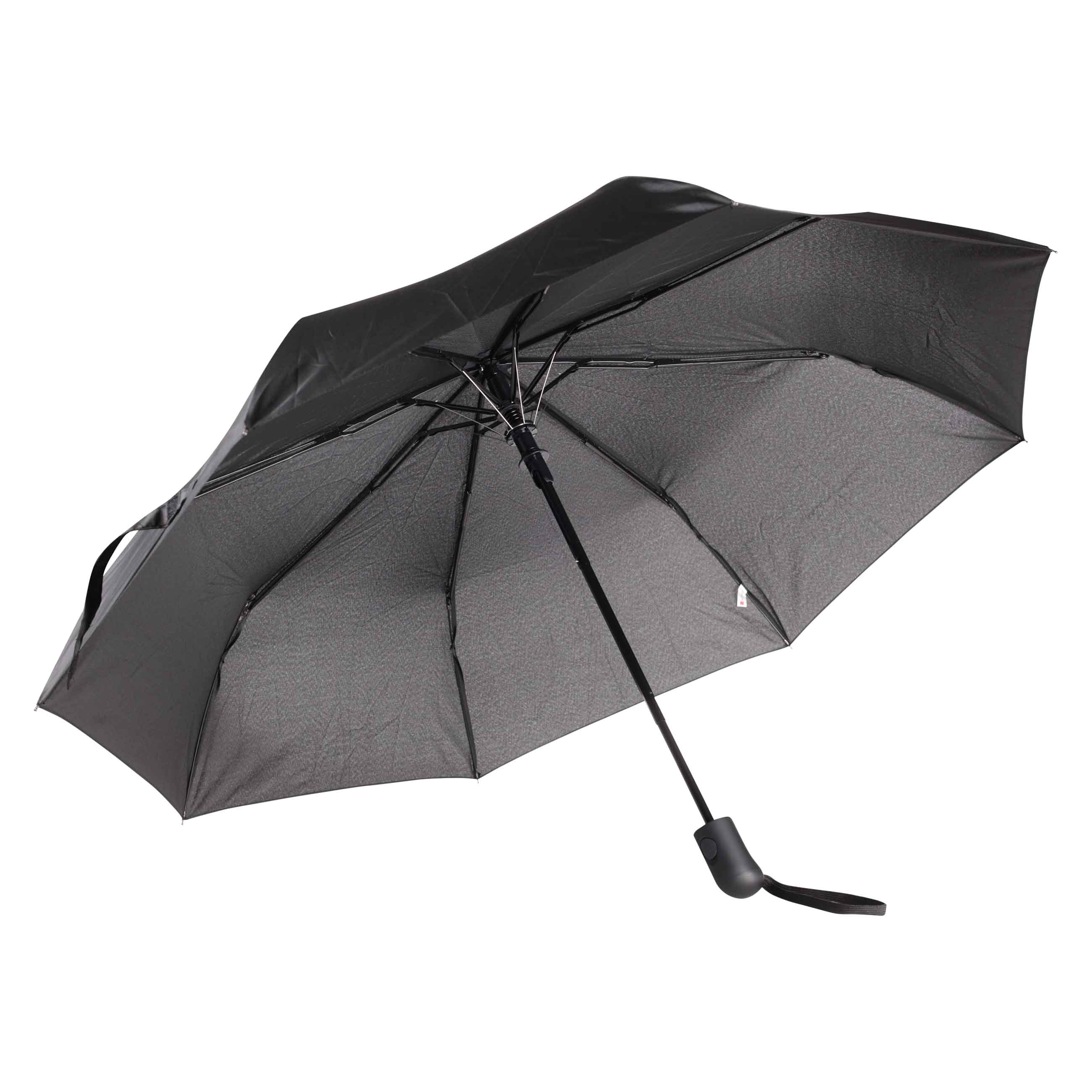 Зонт, 56 см, складной, полу-автоматический, эпонж, черный, Rainy, image-1