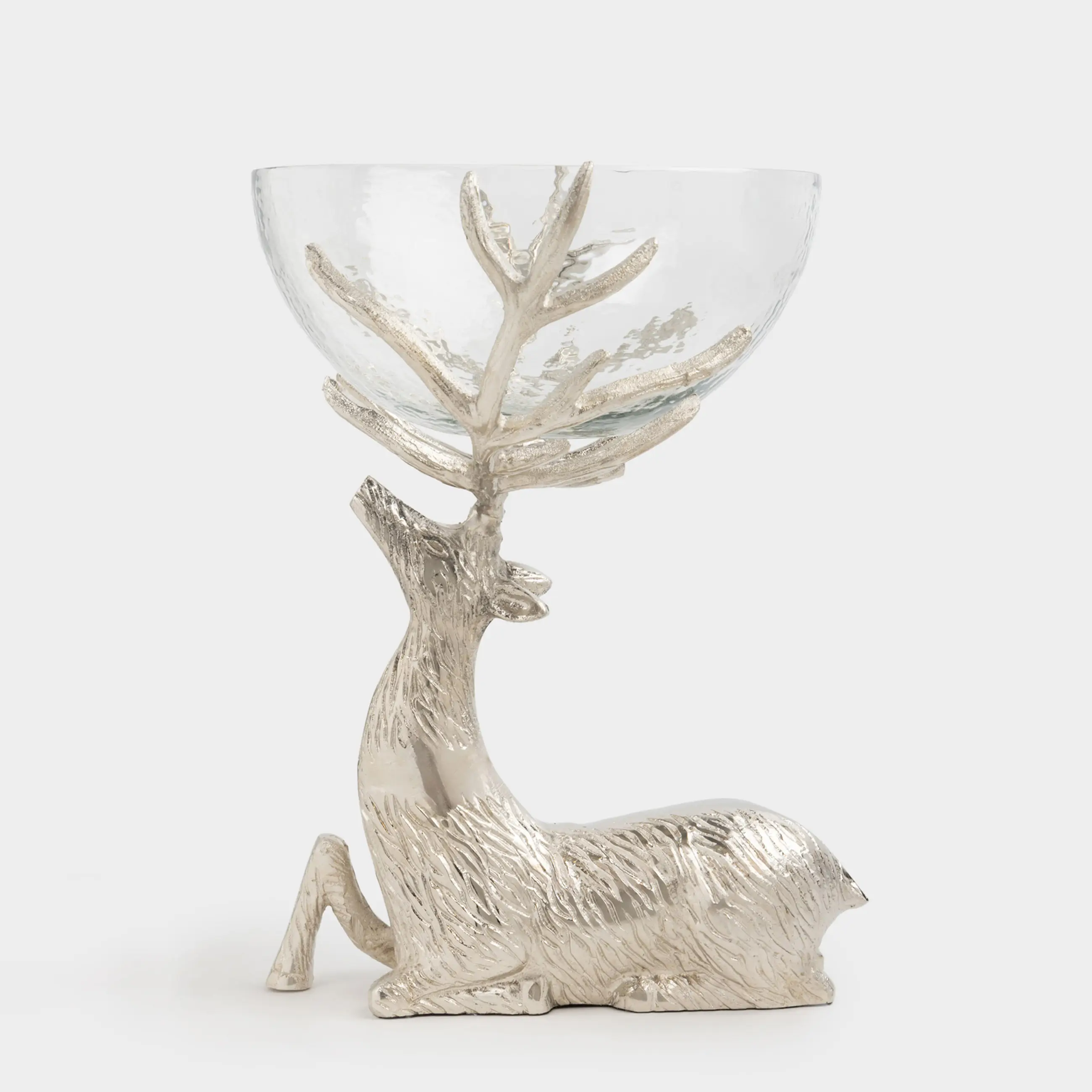 Жеміс вазасы, 26х38 см, аяқты, шыны/металл, күміс, Бұғы, Arctic deer