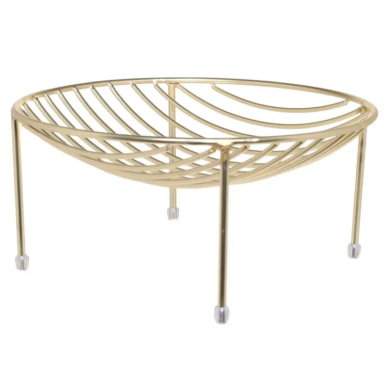 Корзина для фруктов, 26 см, на ножках, металл, золотистая, Twist gold ,image-0