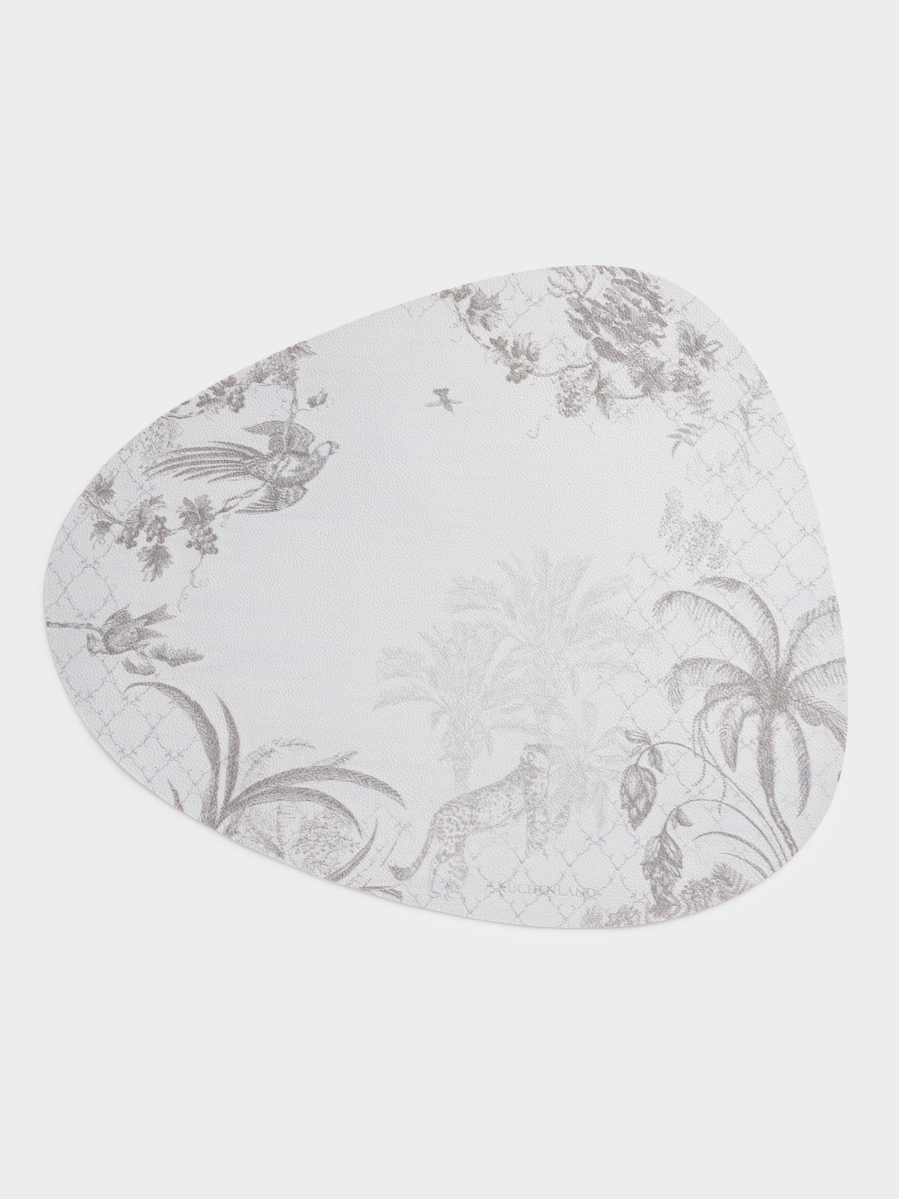 Салфетка под приборы, 37х45 см, ПВХ, фигурная, светло-серая, Джунгли, Rock print, image-0