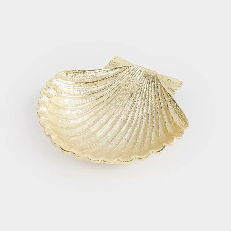 Блюдо декоративное, 13х14 см, металл, золотистое, Ракушка, Fantastic gold ,image-0
