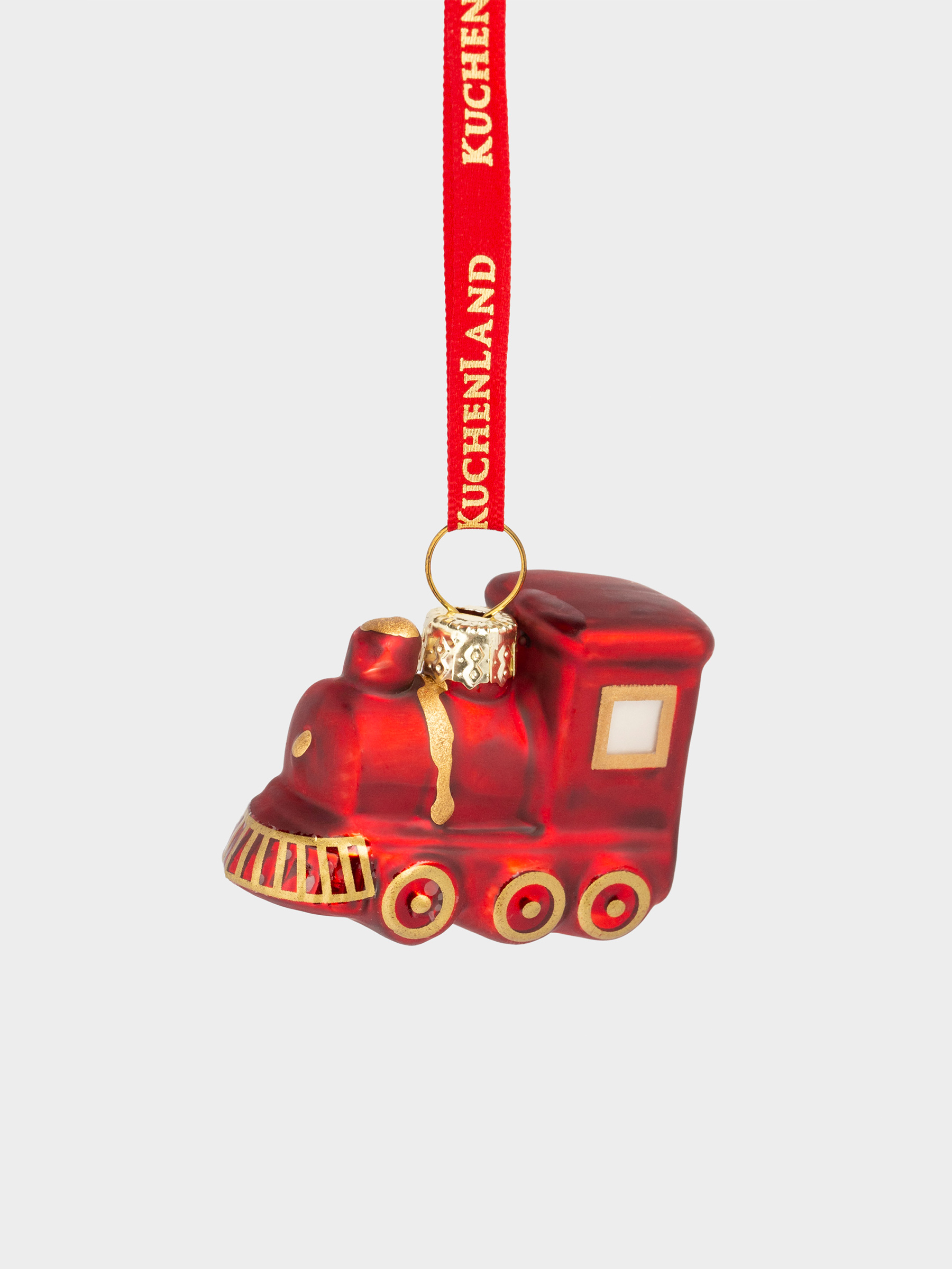 Шырша ойыншығы, 4 см, шыны, жылтырақтары бар, қызыл, Паровоз, Figure christmas, image-1