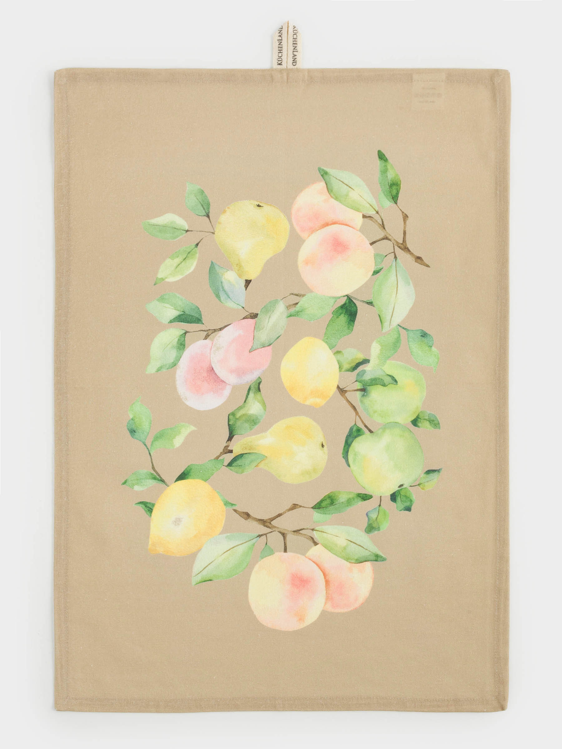 Полотенце кухонное, 40х60 см, хлопок, бежевое, Ветви с грушами, Fruit garden, image-0