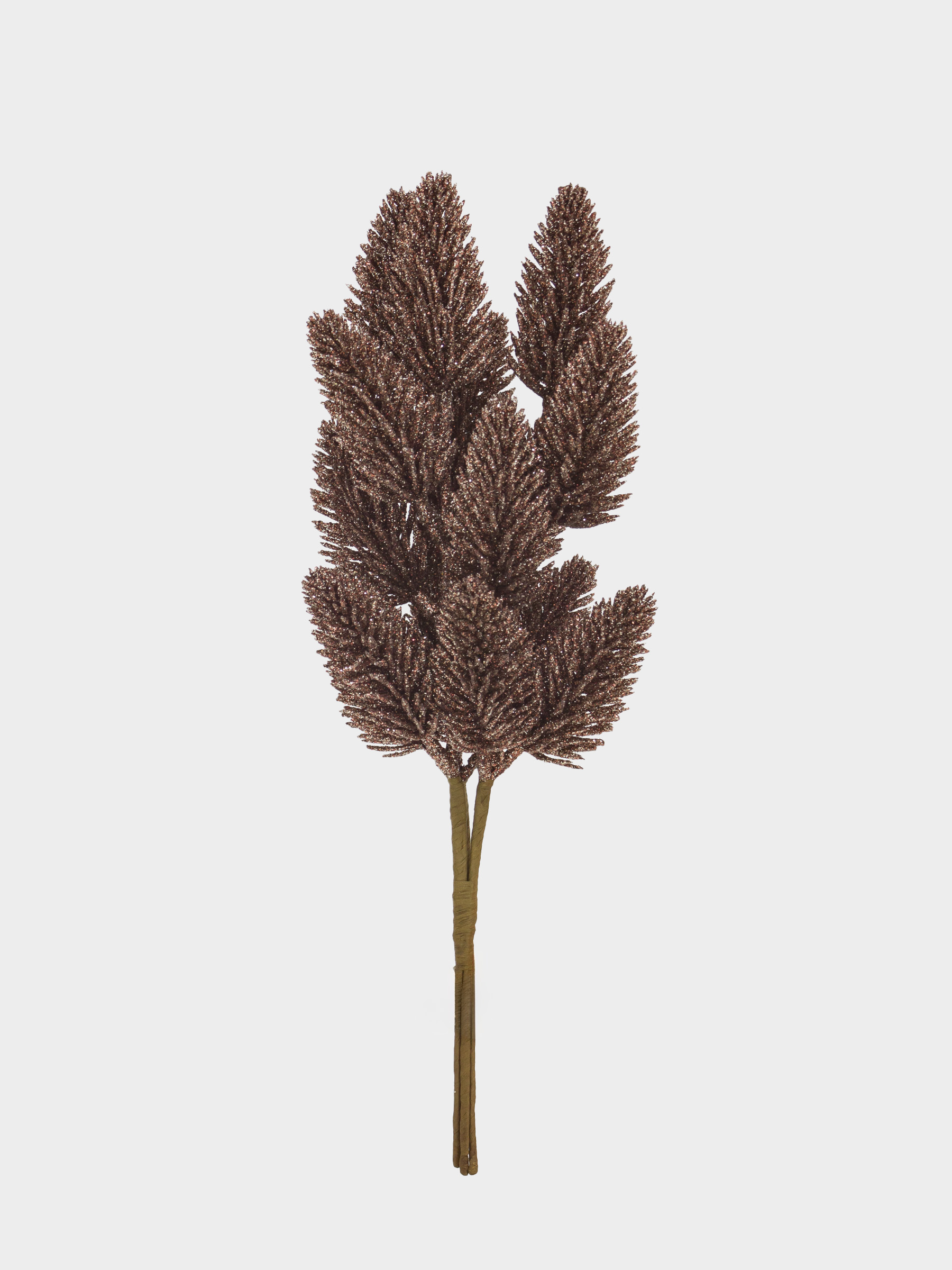 Ветка декоративная, 32 см, пластик/бумага, Бронзовая ель, Bronze decor, image-0