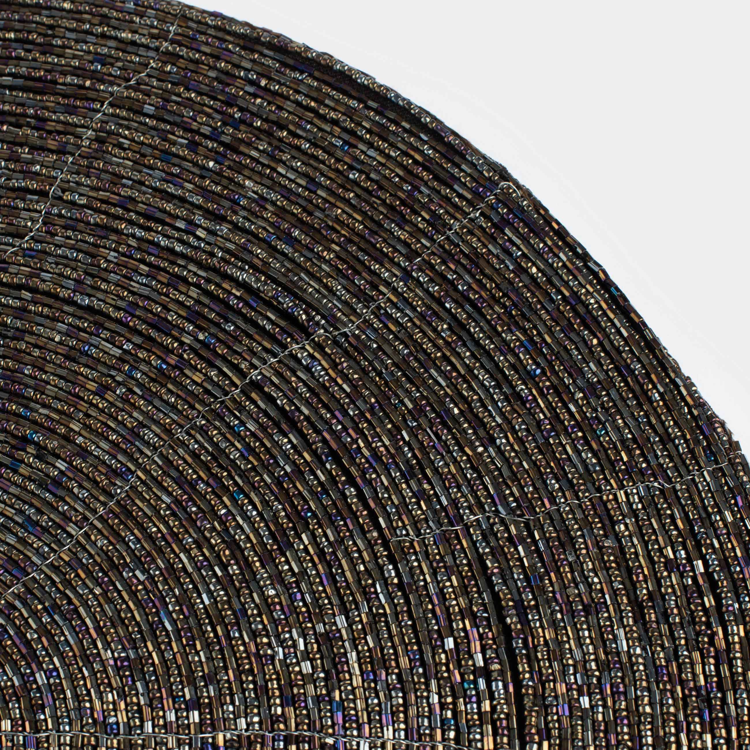 Салфетка под приборы, 36 см, бисер, круглая, коричневая, Shiny beads, image-2