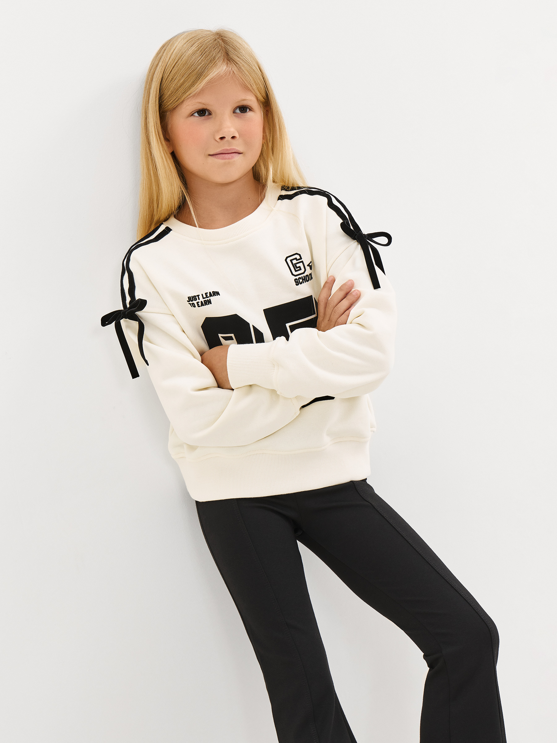 Свитшот детский, для девочек, молочный, Romana, image-5