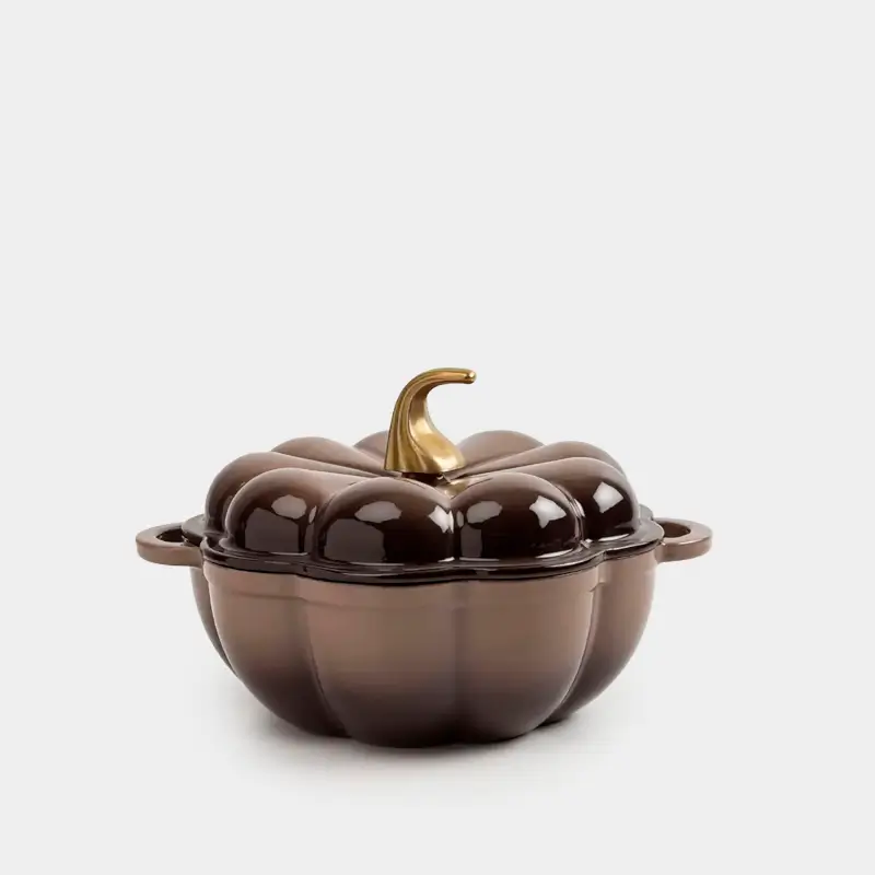 Кәстрөл, 20 см, 1,7 л, қақпағы бар, шойын, қоңыр, асқабақ, Gourd ,image-0