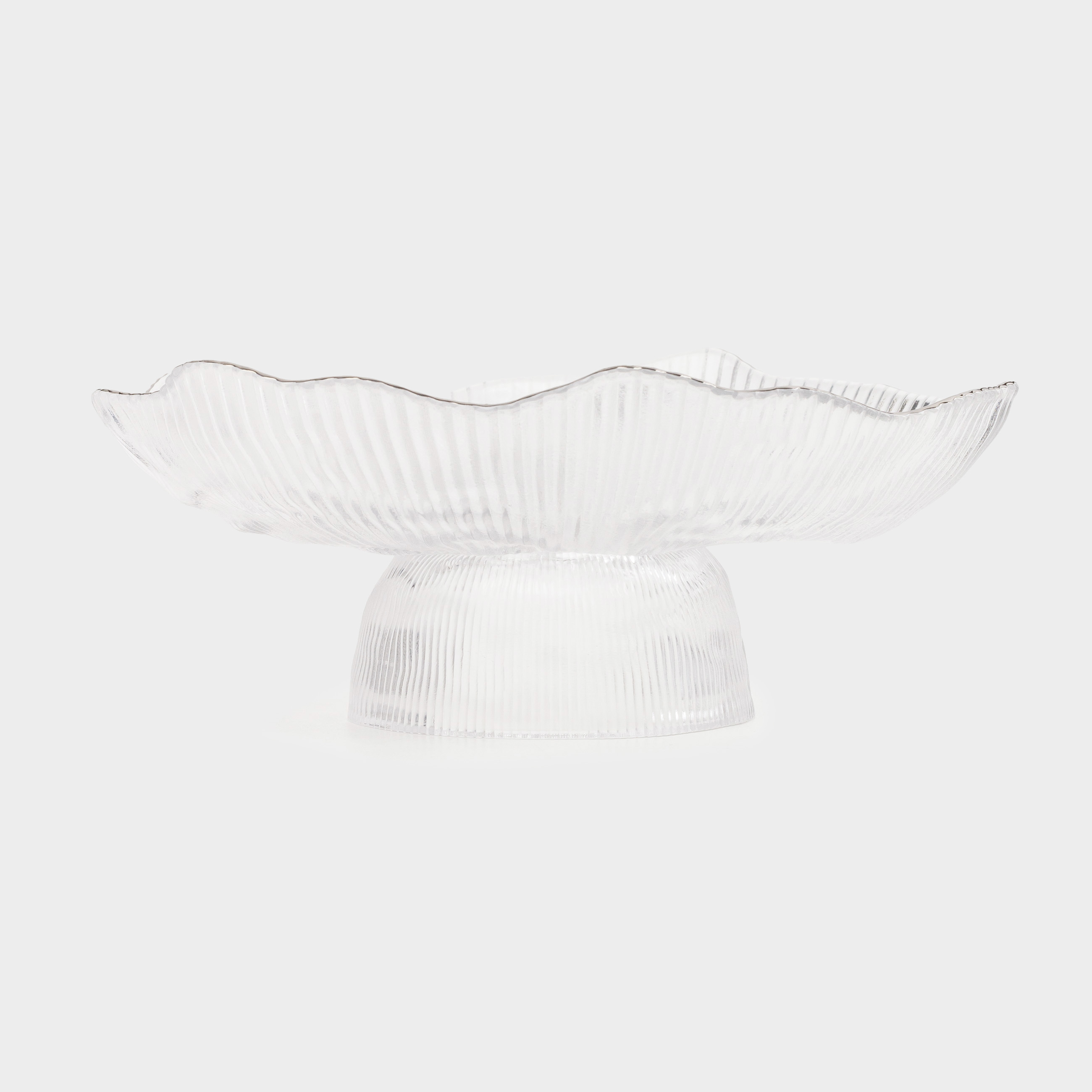 Блюдо на ножке, 23х9 см, стекло Р, с серебристым кантом, Argos silver, image-1