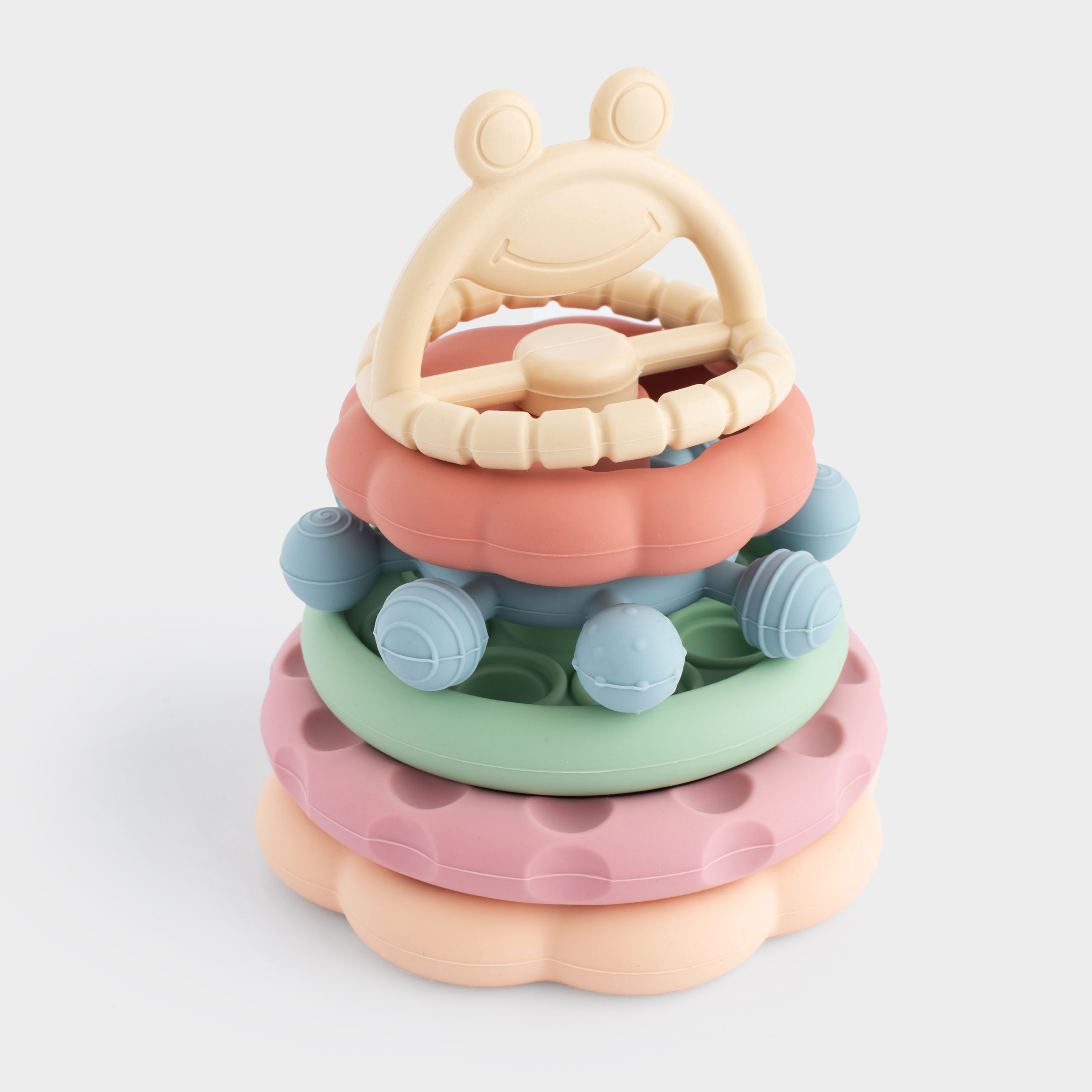 Игрушка развивающая, 11 см, 6 пр, силикон, цветная, Пирамидка фигурная, Kiddy, image-0