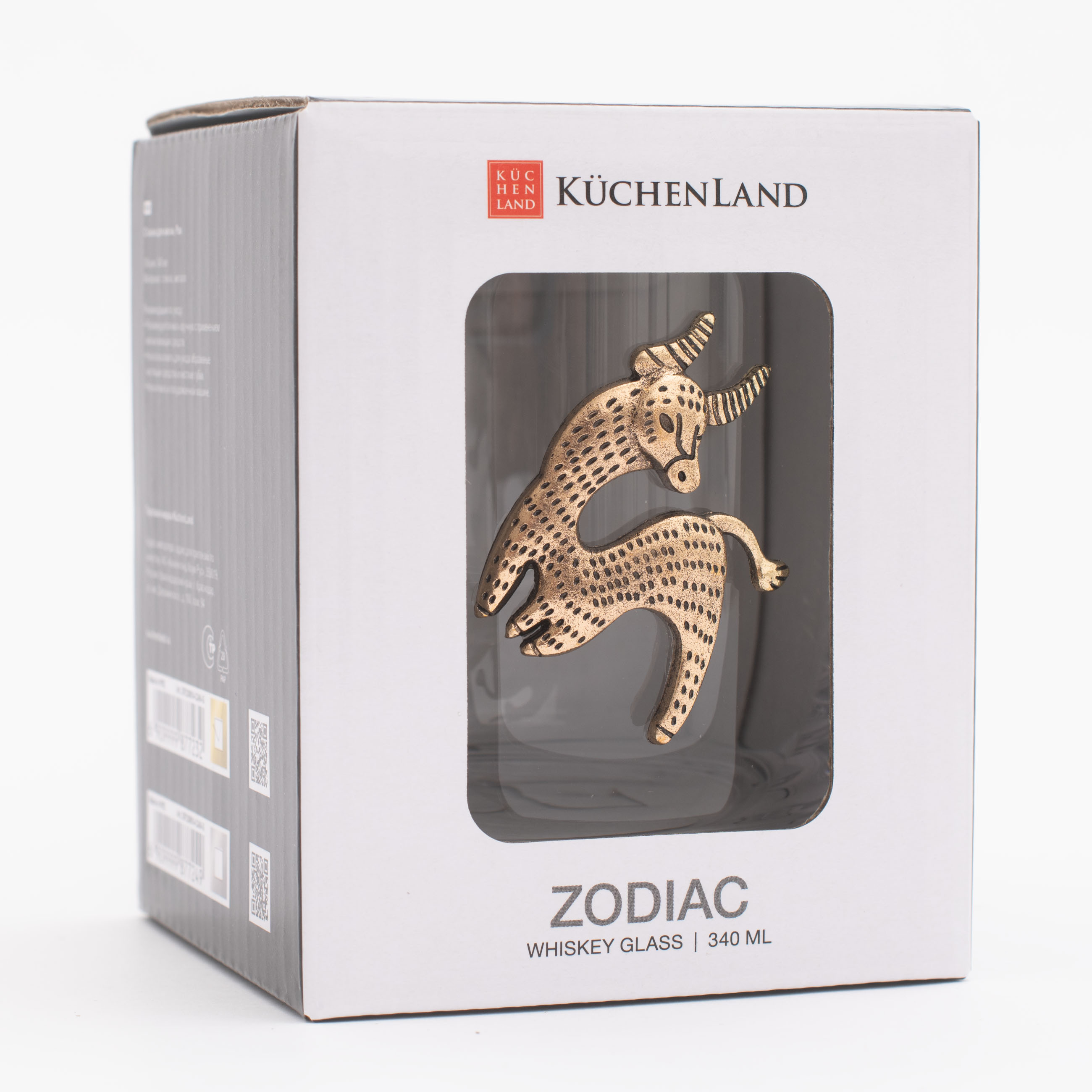Стакан для виски, 10 см, 340 мл, стекло/металл, золотистый, Телец, Zodiac, image-5