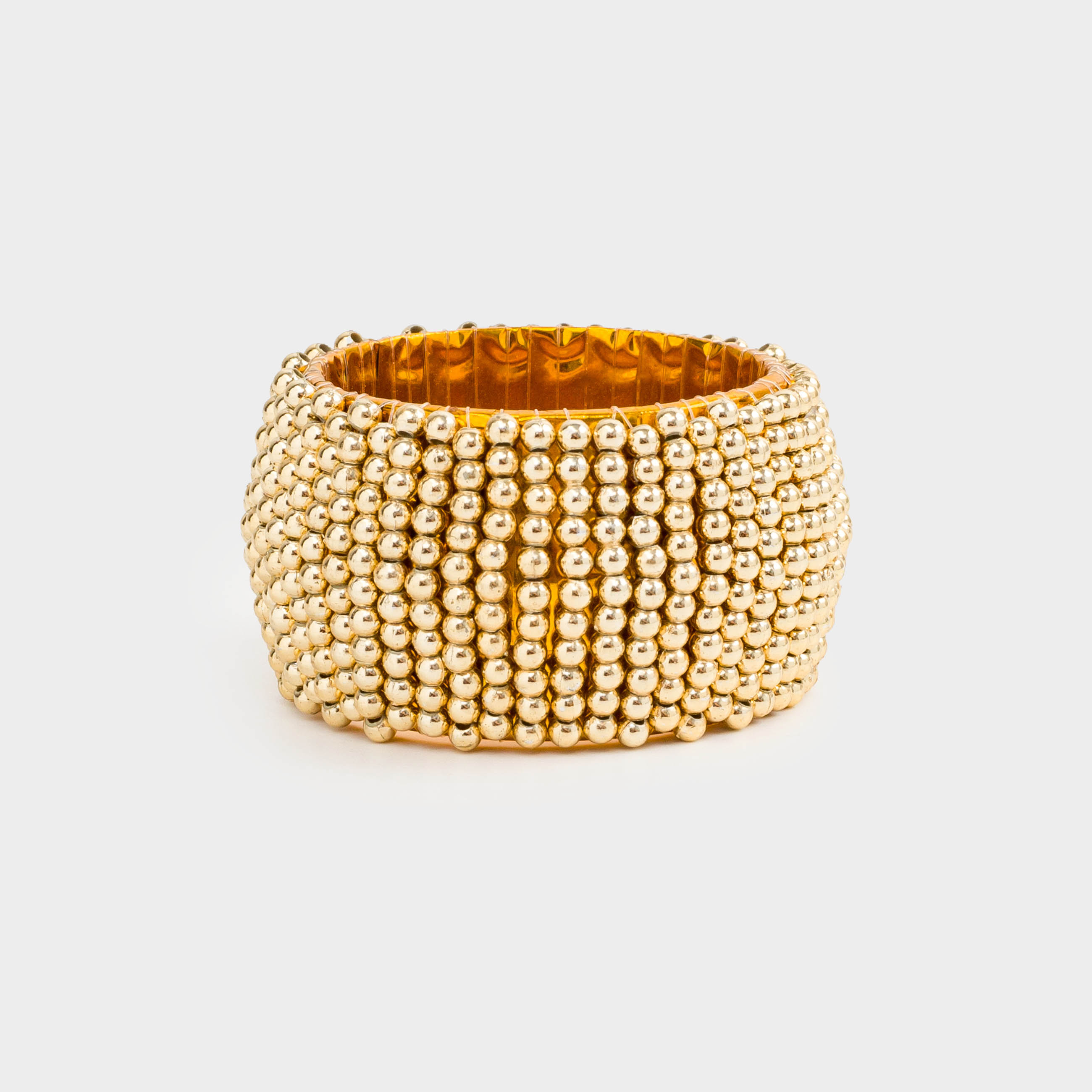 Кольцо для салфеток, 5 см, 2 шт, бисер, круглое, золотистое, Shiny beads, image-3