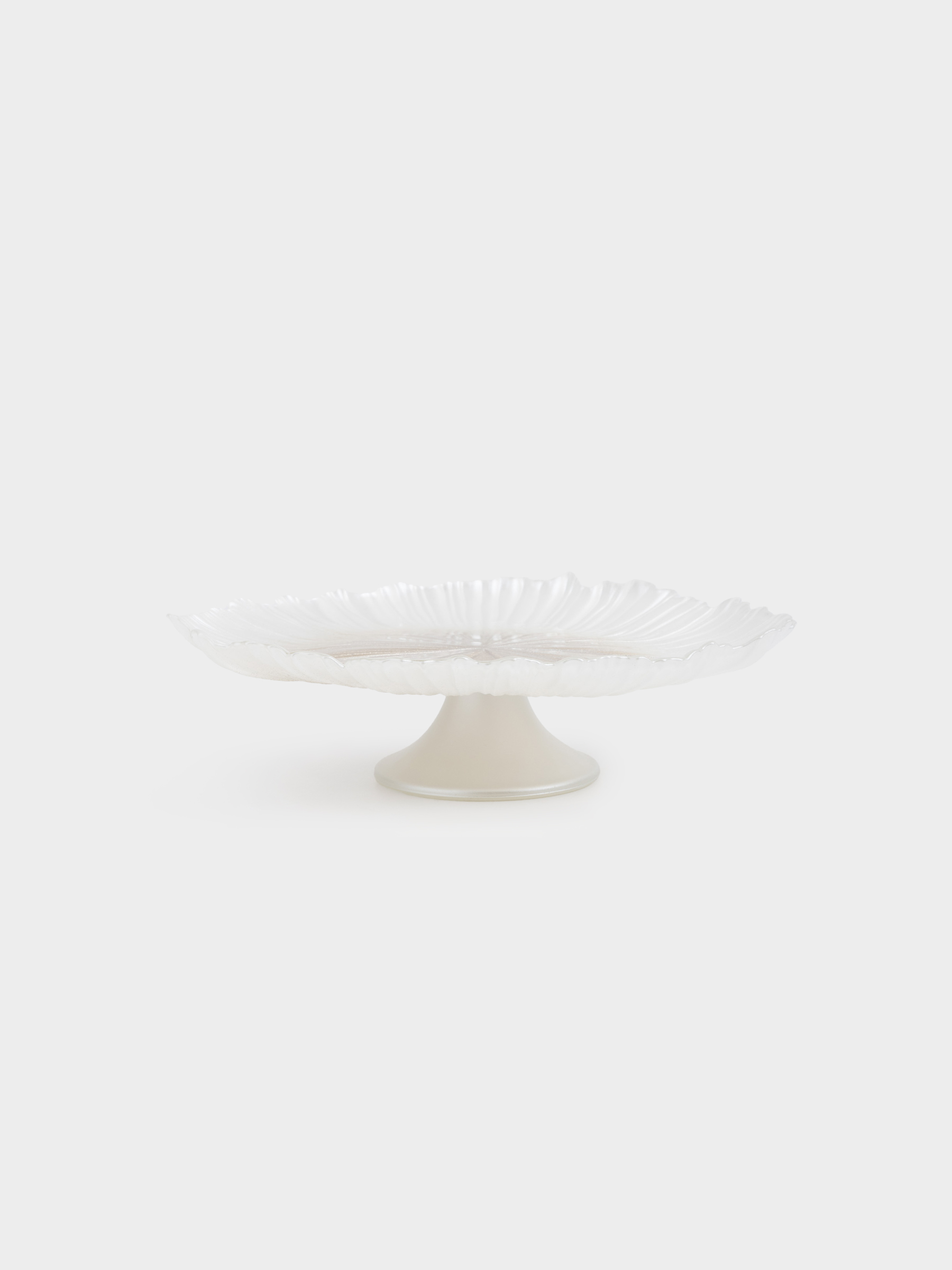 Блюдо на ножке, 28х9 см, стекло Р, молочное/шампань, Verge, image-0