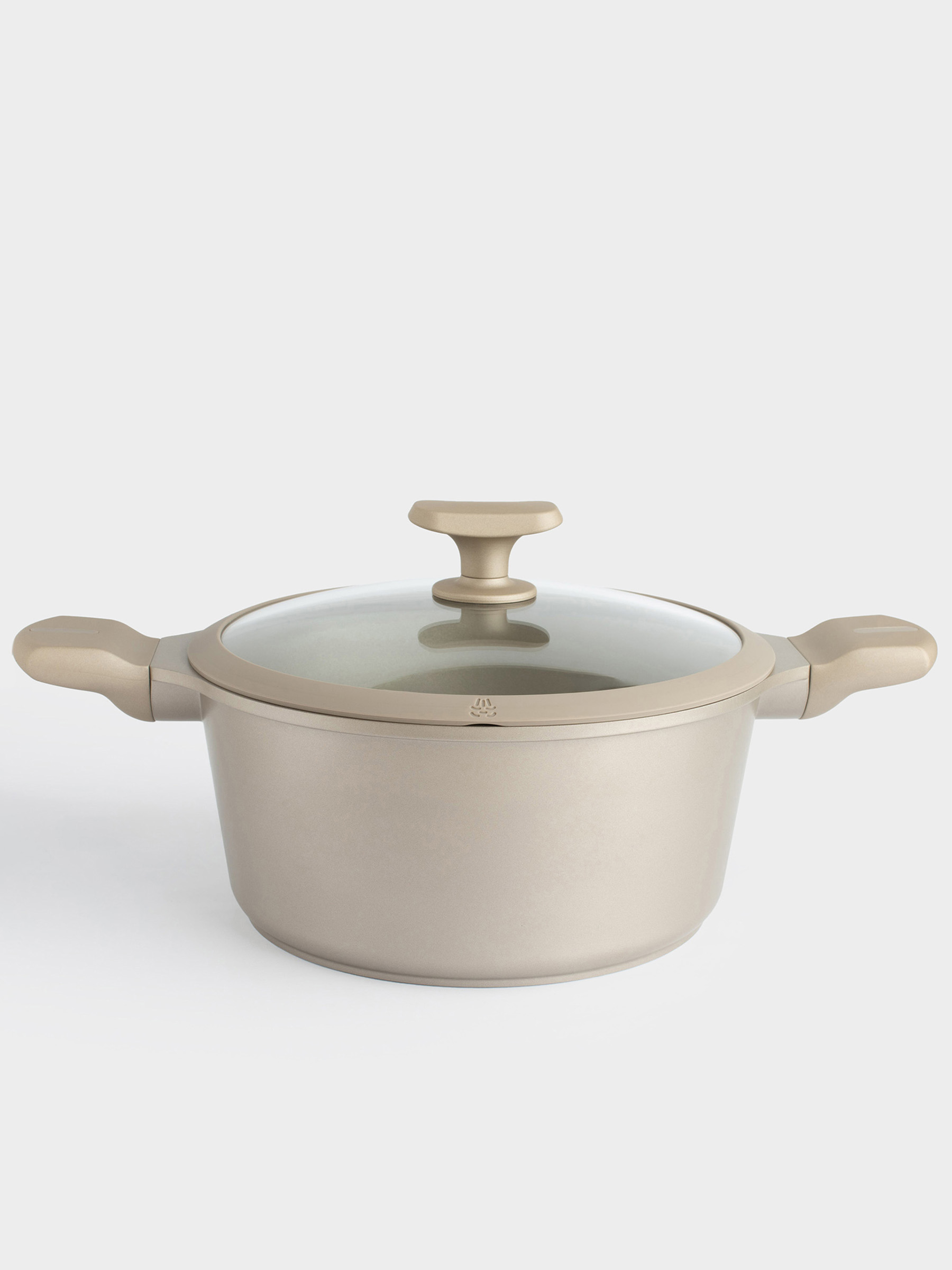 Кастрюля, 24 см, 4,2 л, с крышкой, с покрытием, алюминий, серо-бежевая, Dainty, image-0