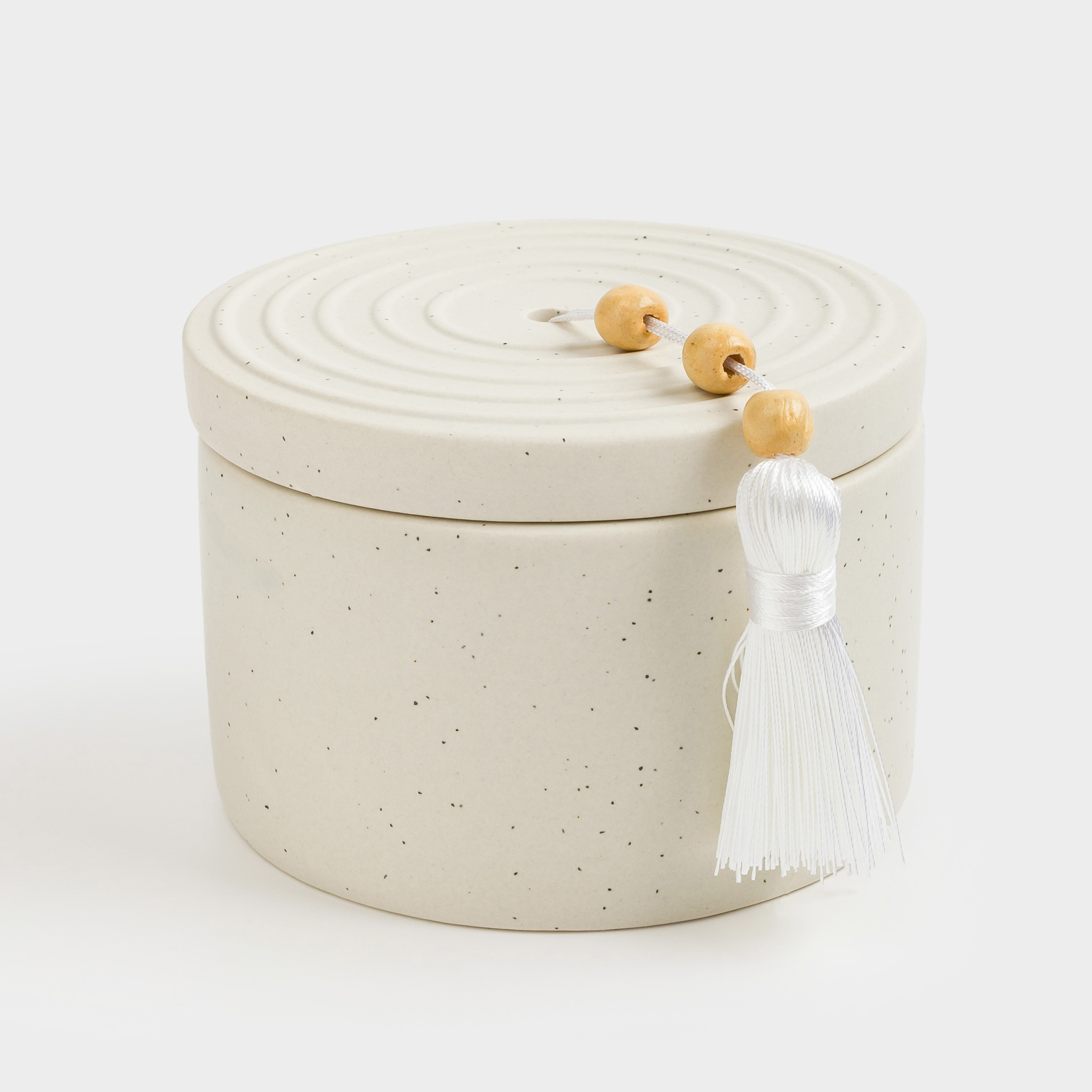 Хош иісті шам, 7 см, шам ұстағышта, шашақпен, керамика, Sage and Sea salt, Delicia, image-2