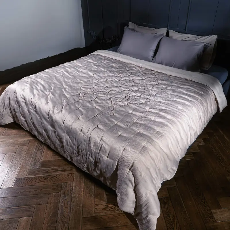 Покрывало, 220х240 см, вельвет, песочное, Stitch velvet ,image-0