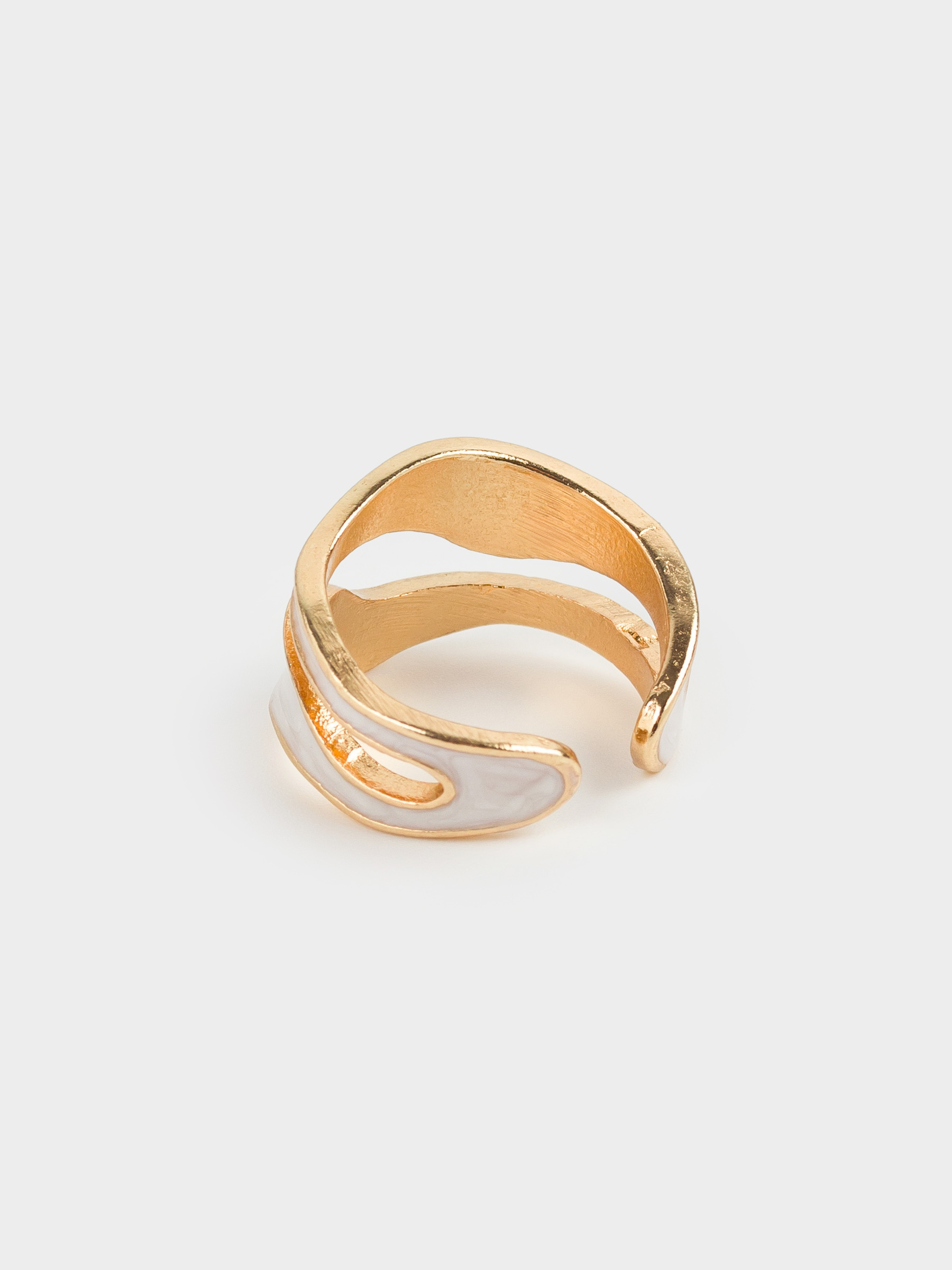 Кольцо, р. S-M, единый размер, металл/акрил, золотисто-бежевое, Jewelry, image-2
