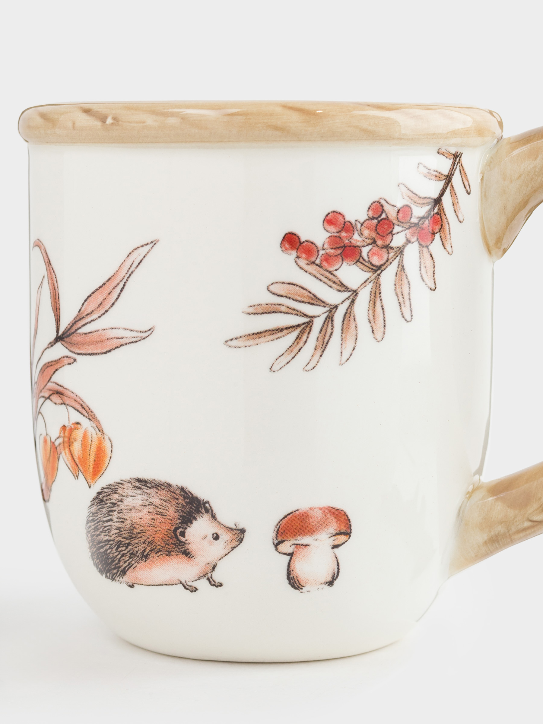 Кружка, 350 мл, керамика, молочная, Еж и гриб, Forest hedgehogs, image-2