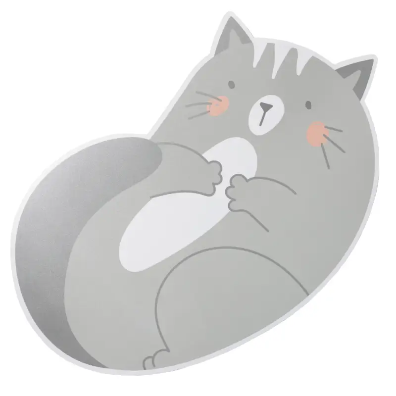 Салфетка под приборы, 47х30 см, пластик, фигурная, серая, Кот, Grey cat ,image-0