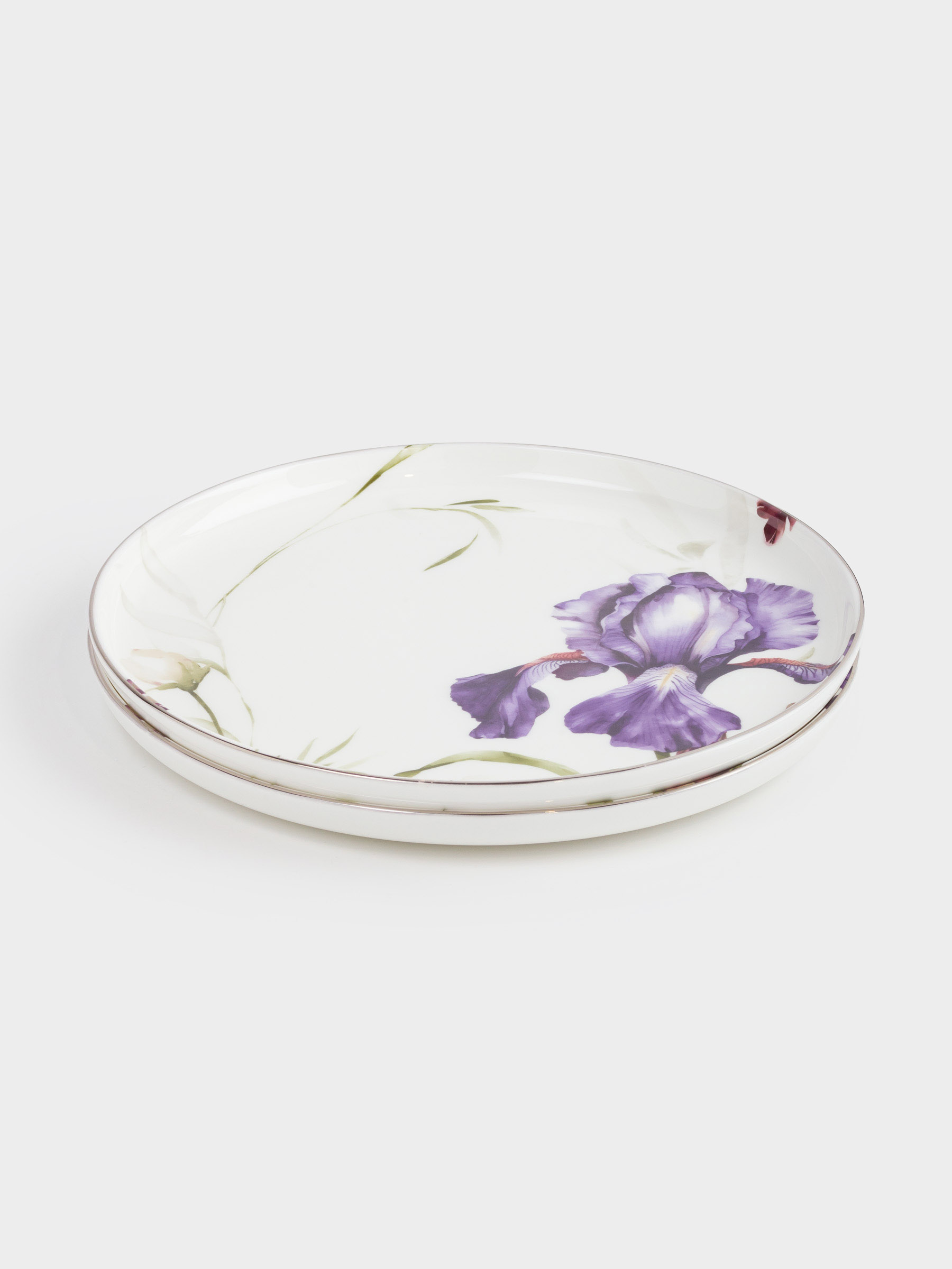 Тарелка закусочная, 24 см, 2 шт, фарфор F, с серебристым кантом, Ирис, Antarctica Flowers, image-4
