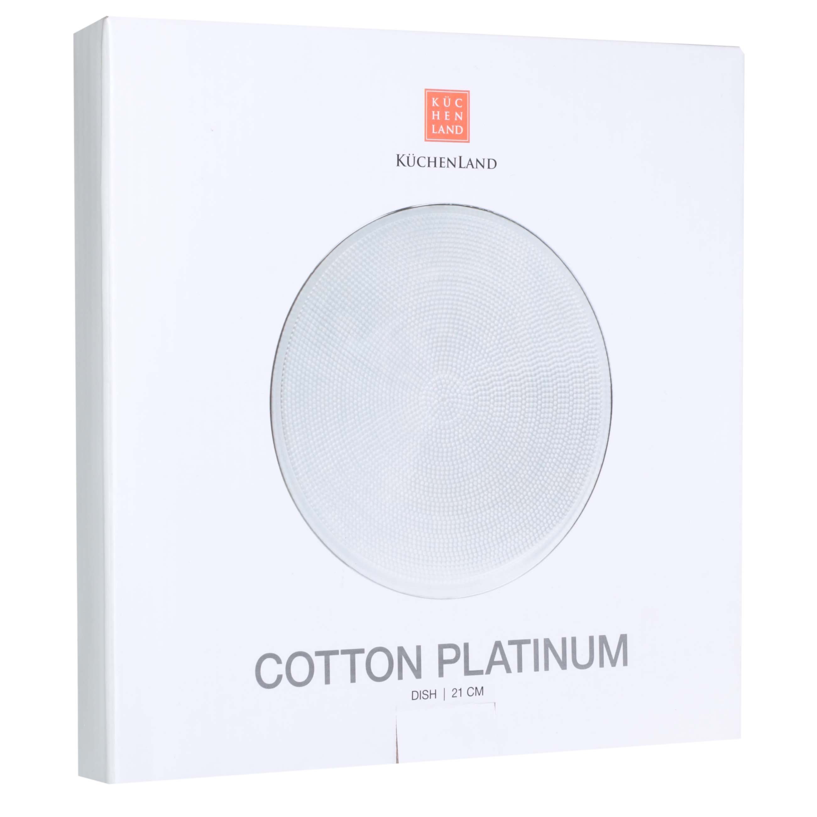 Блюдо, 21 см, стекло, с серебристым кантом, Cotton platinum, image-2