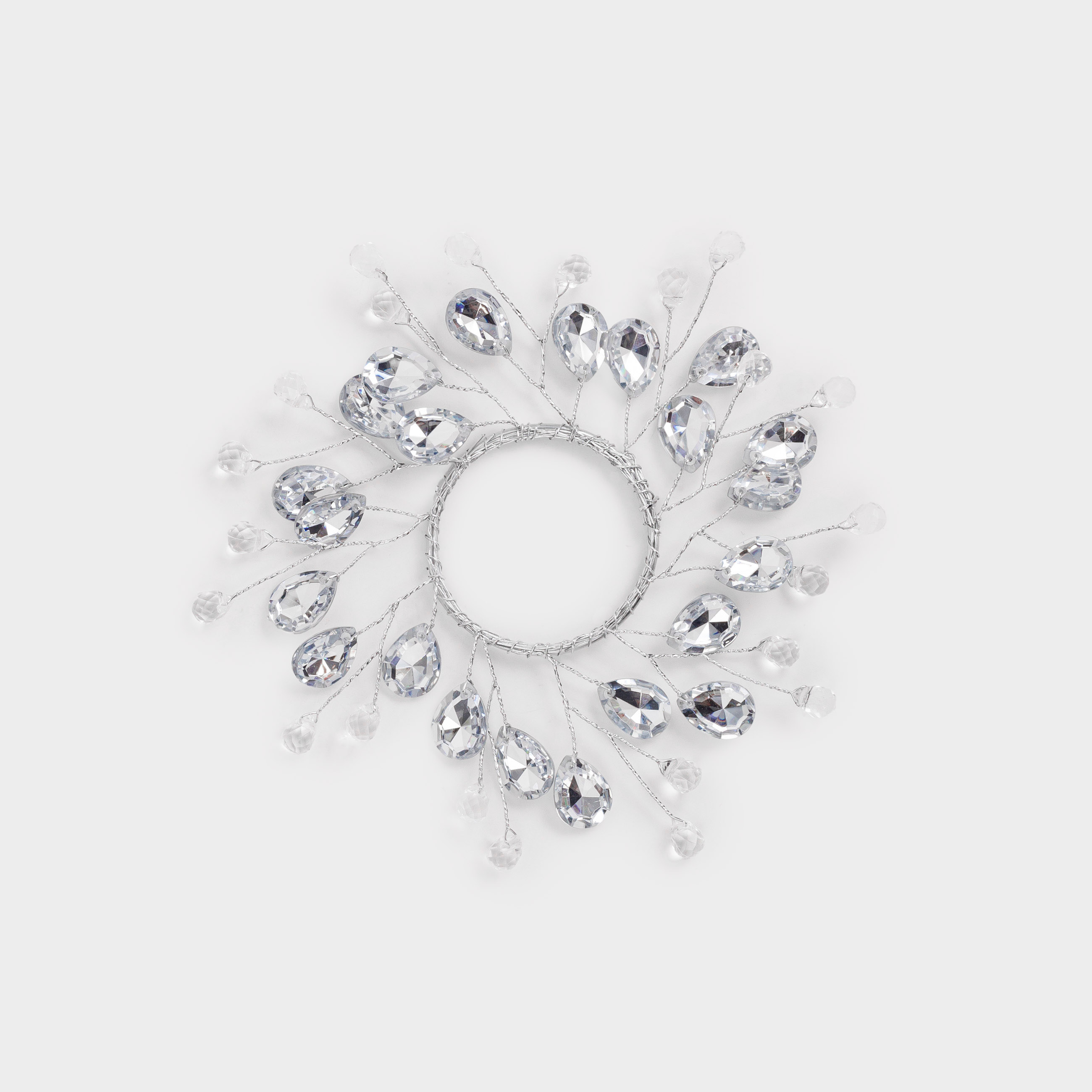Кольцо для салфеток, 5 см, акрил/металл, серебристое, Кристаллы, Crystal decor, image-0