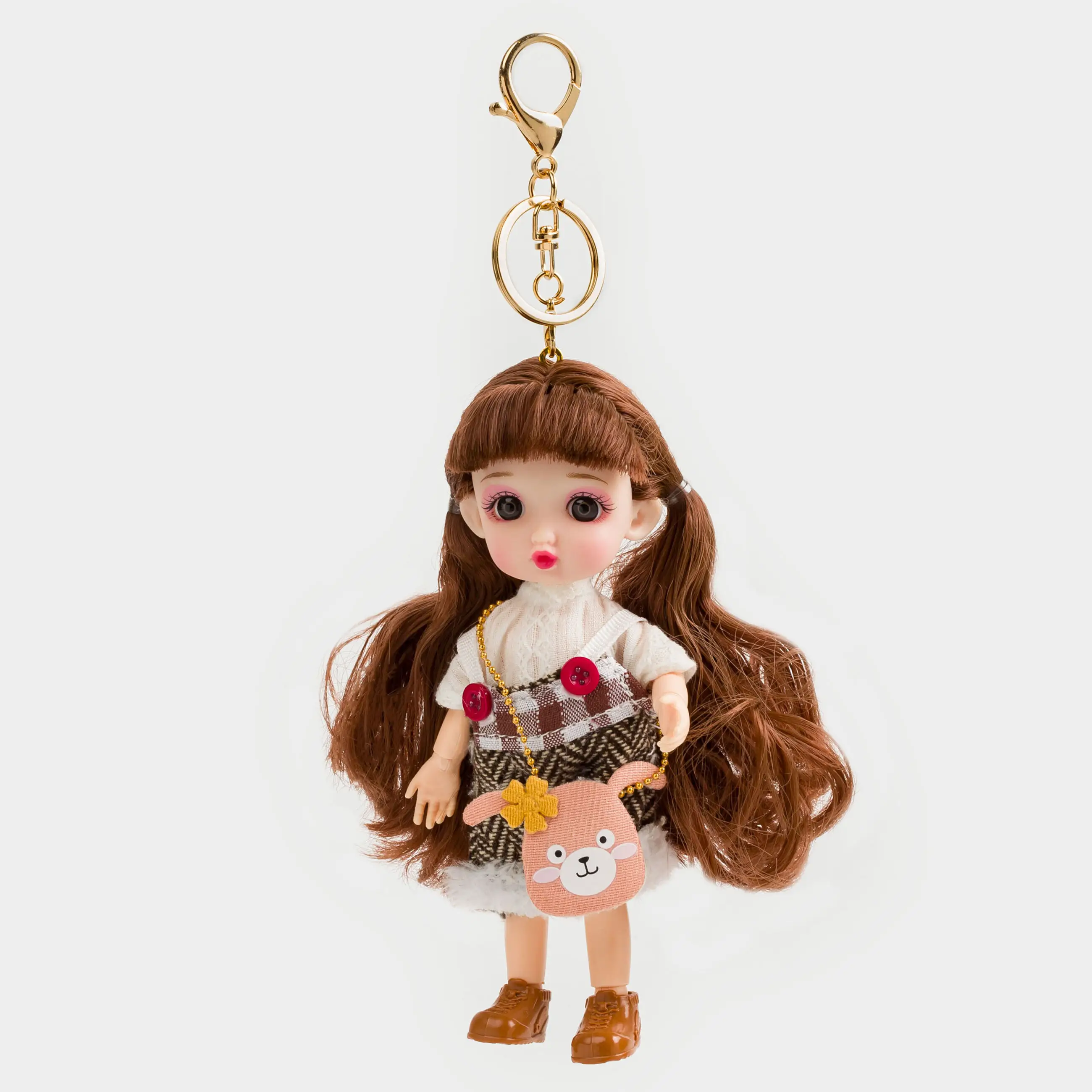 Кукла, 16 см, на шарнирах, с брелоком, ПВХ, Девочка в комбинезоне, Childhood, image-0