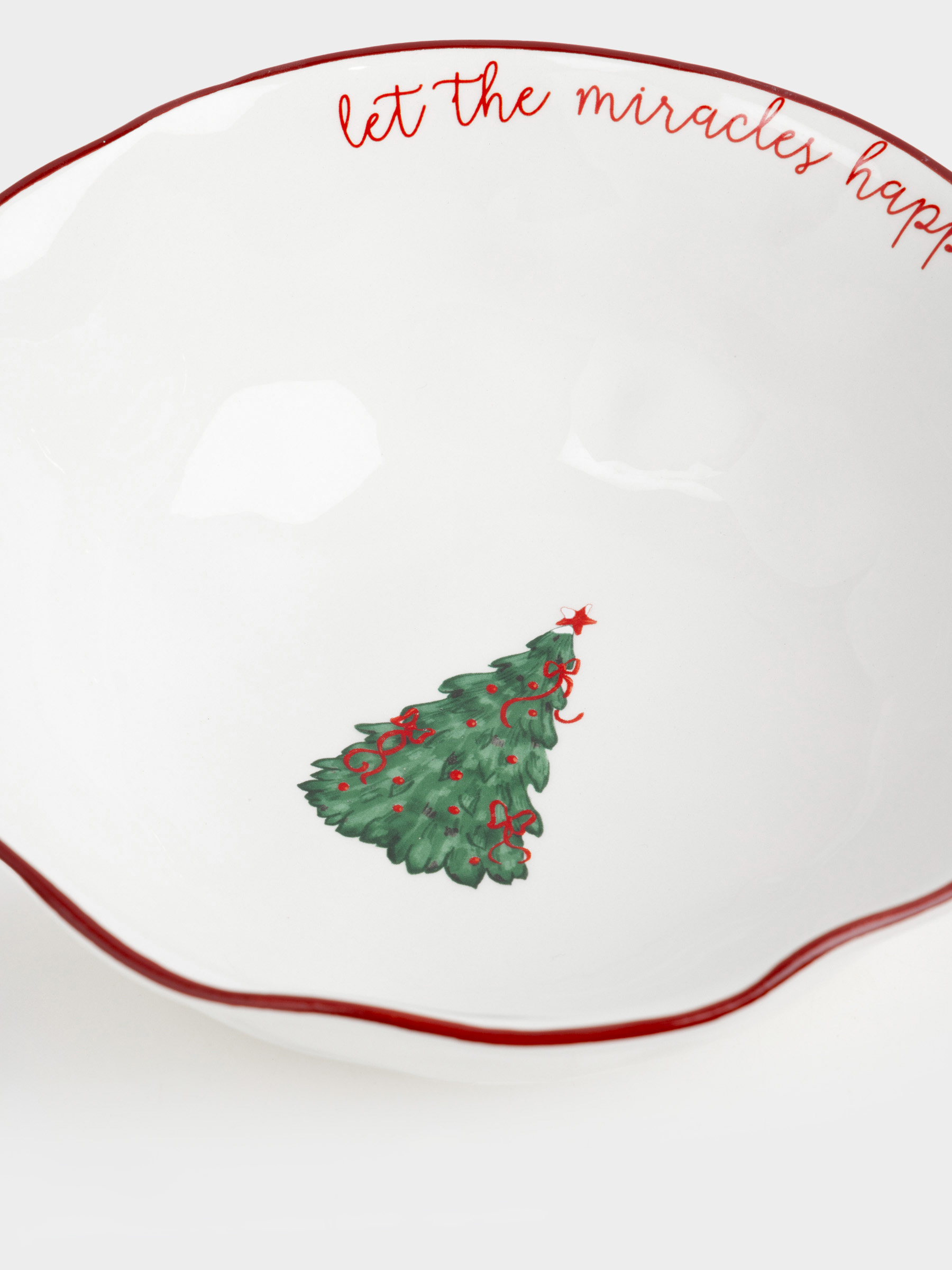 Салатник, 21х8 см, 1,1 л, керамика, Елка с бантами, Christmas tree, image-4