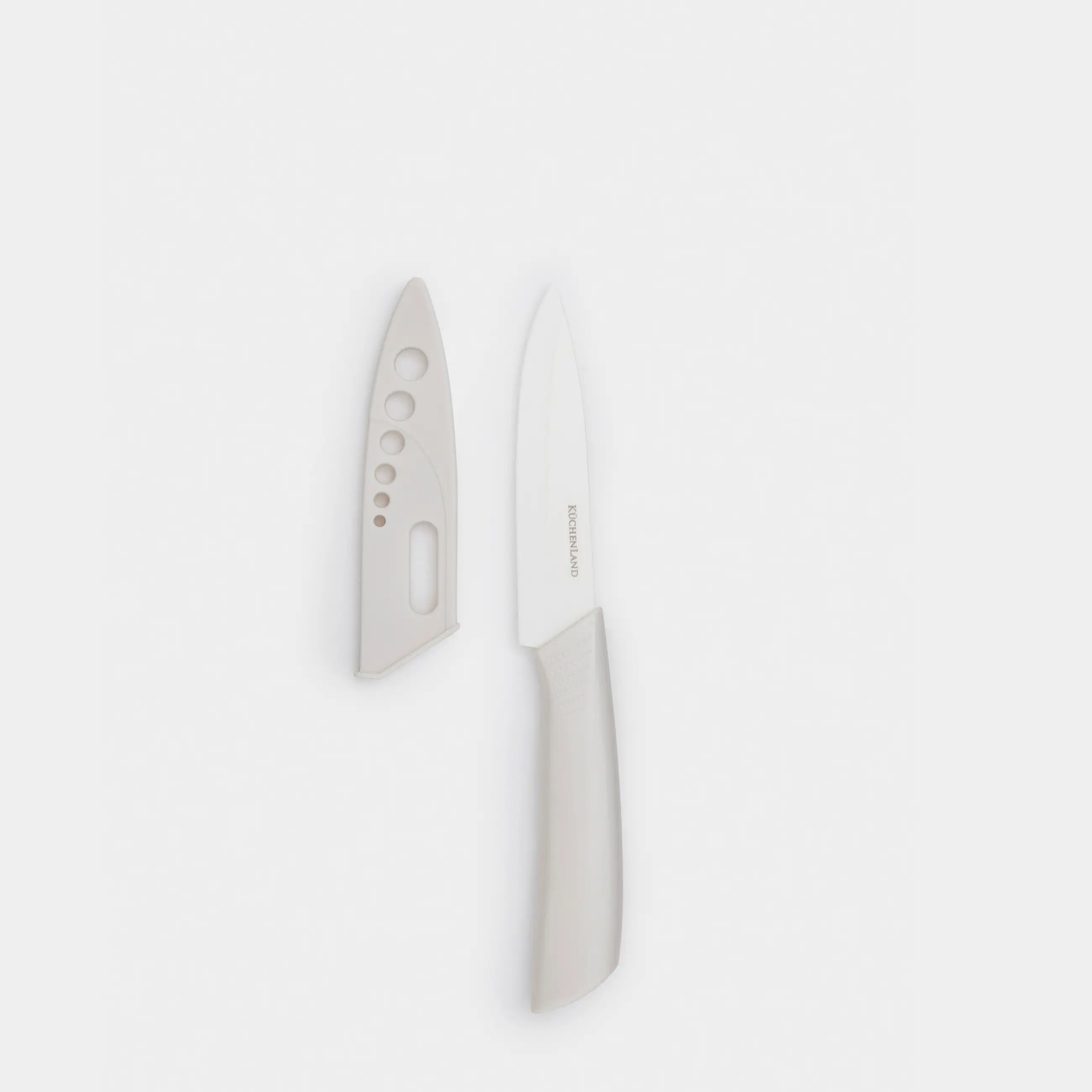 Нож для чистки овощей, 10 см, с чехлом, керамика/пластик, молочный, Regular