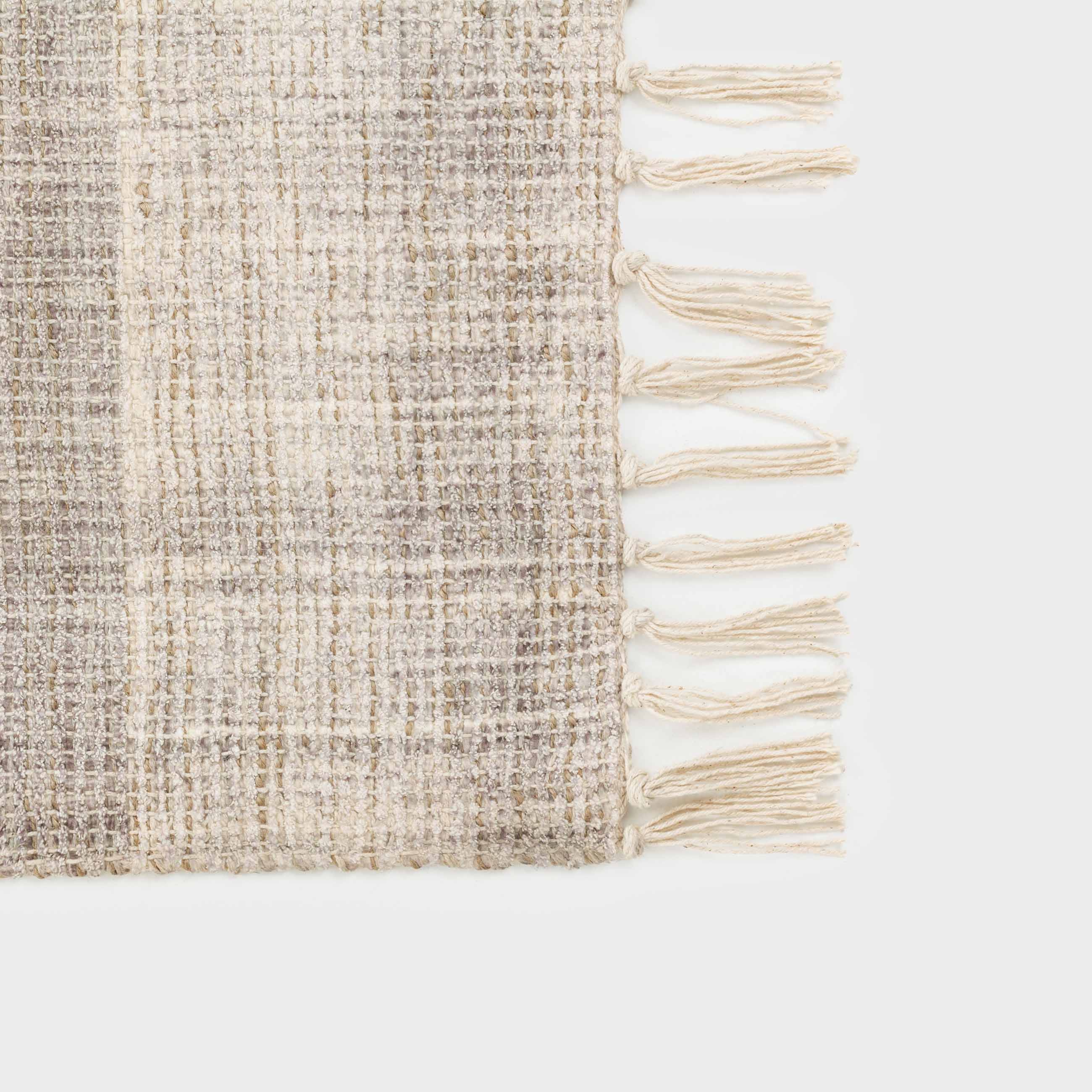 Кілем, 150х200 см, шашағы бар, мақта/джут/полиэстер, сарғылт-қоңыр, Реферат, image-1