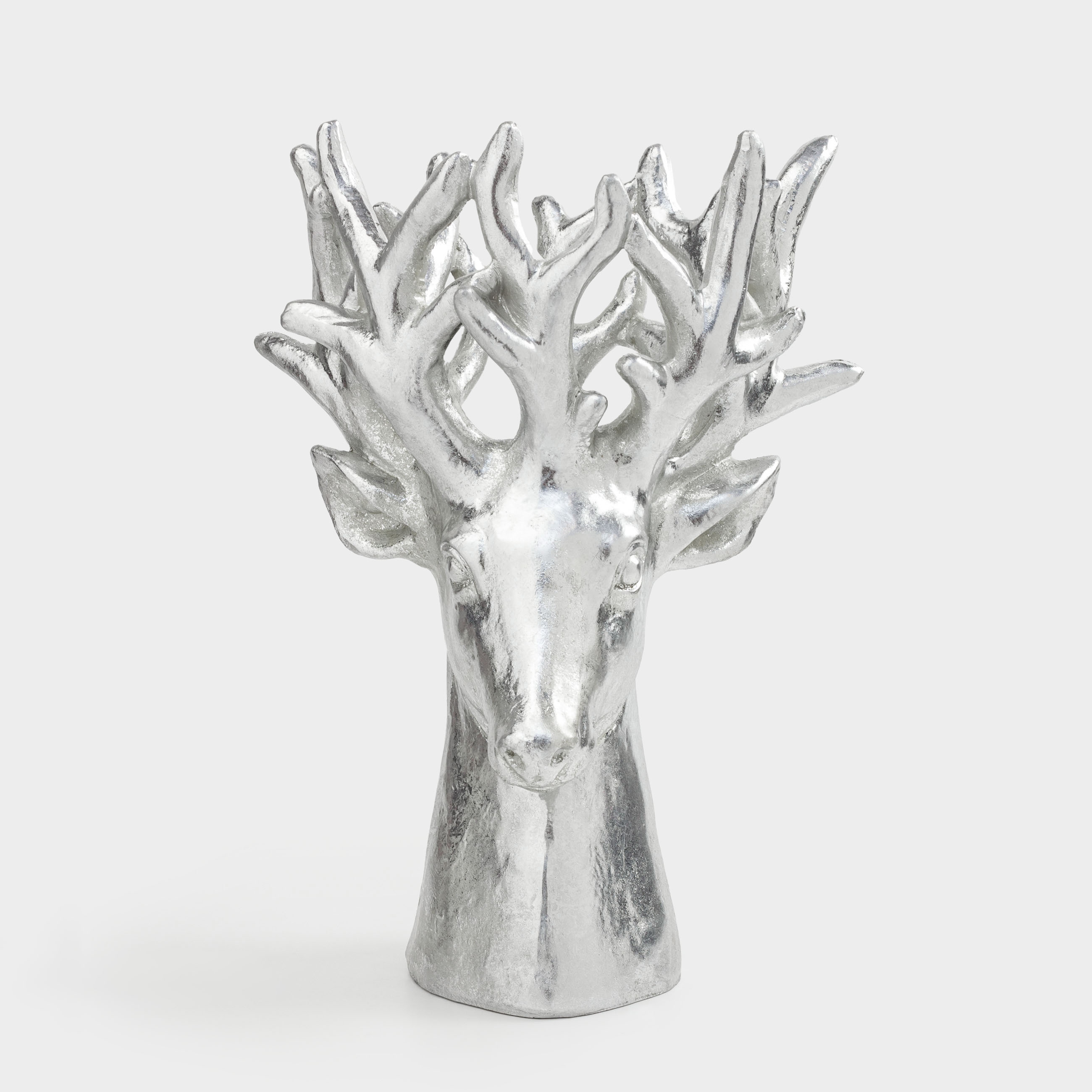 Ваза декоративная, 30 см, полирезин, серебристая, Голова оленя, Deer sparks, image-0
