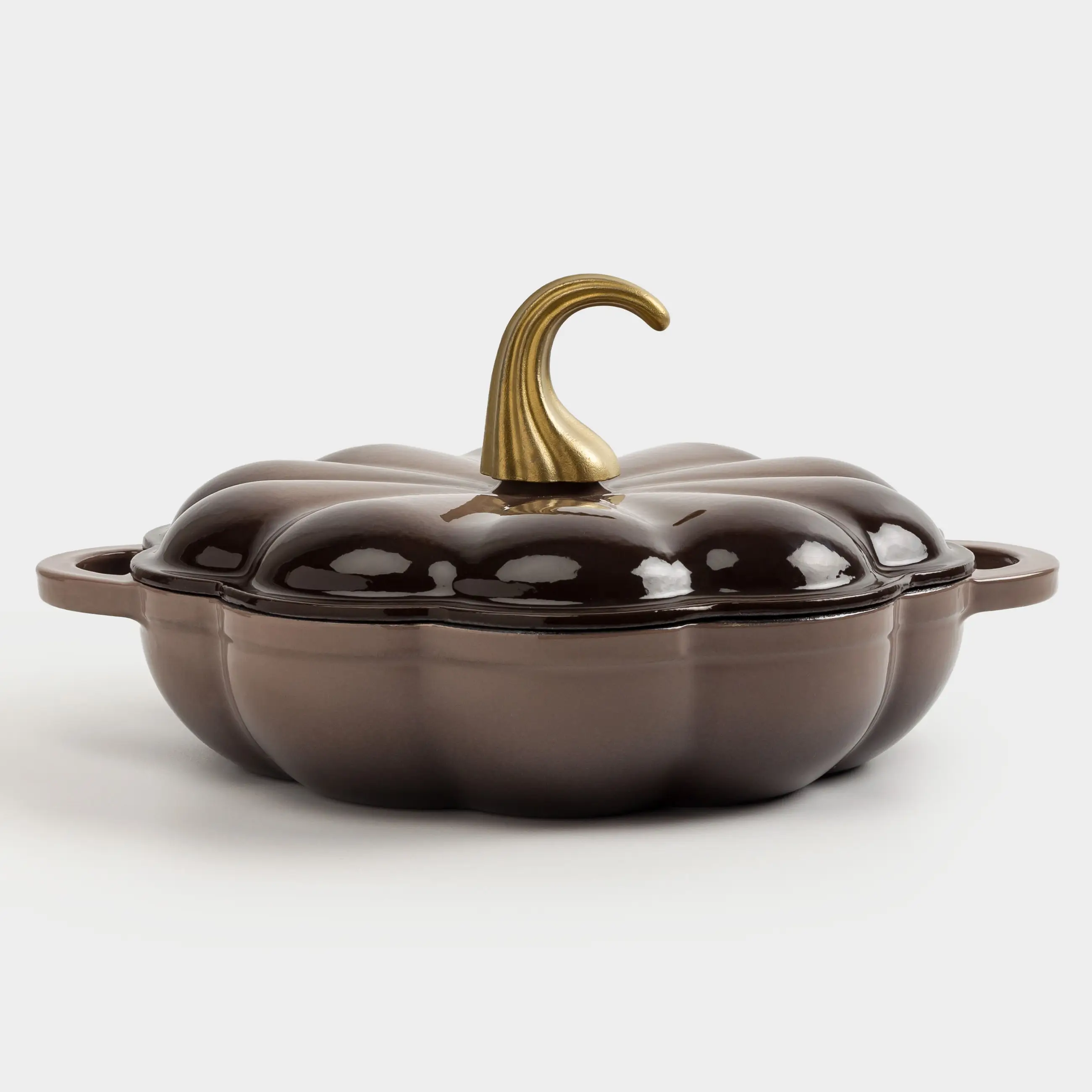 Сотейник, 26 см, 2,3 л, с крышкой, чугун, коричневый, Тыква, Gourd, image-0