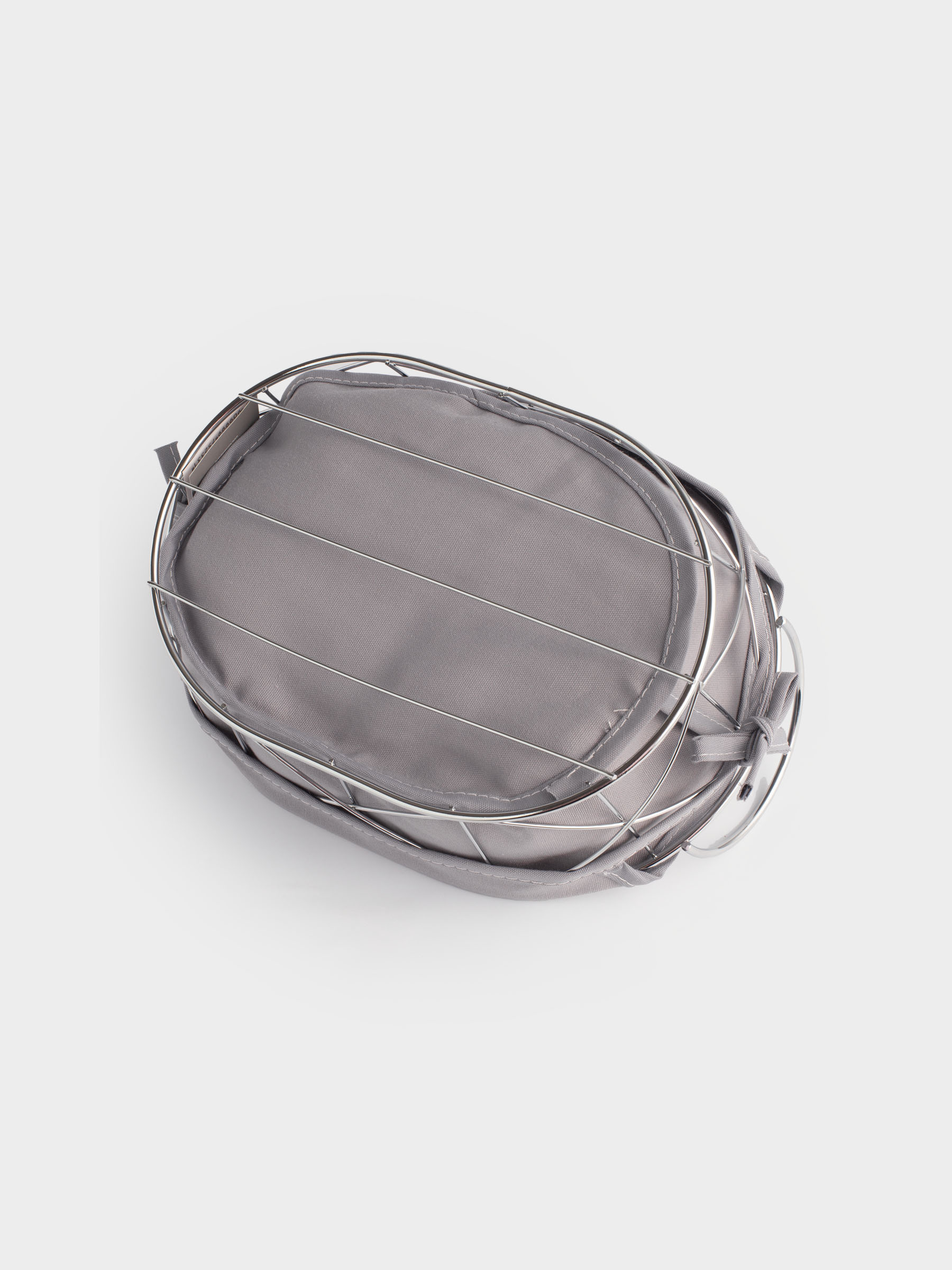 Нан себеті, 28х20 см, мақта/металл, сопақ, сұр/күміс, Twist silver, image-5