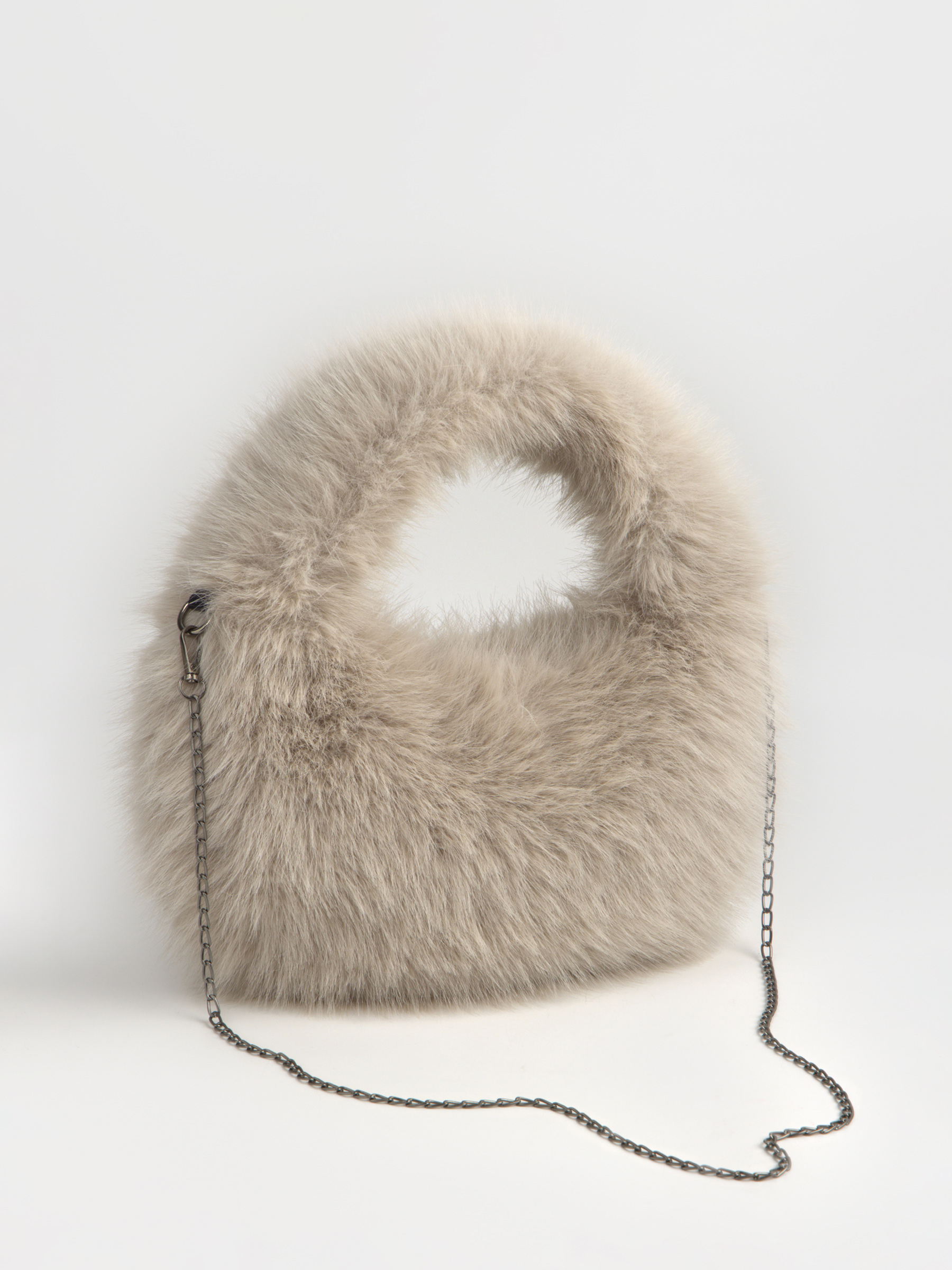 Сумка женская, 33х20 см, с ручкой, искусственный мех, бежевая, Bushy beauty, image-1