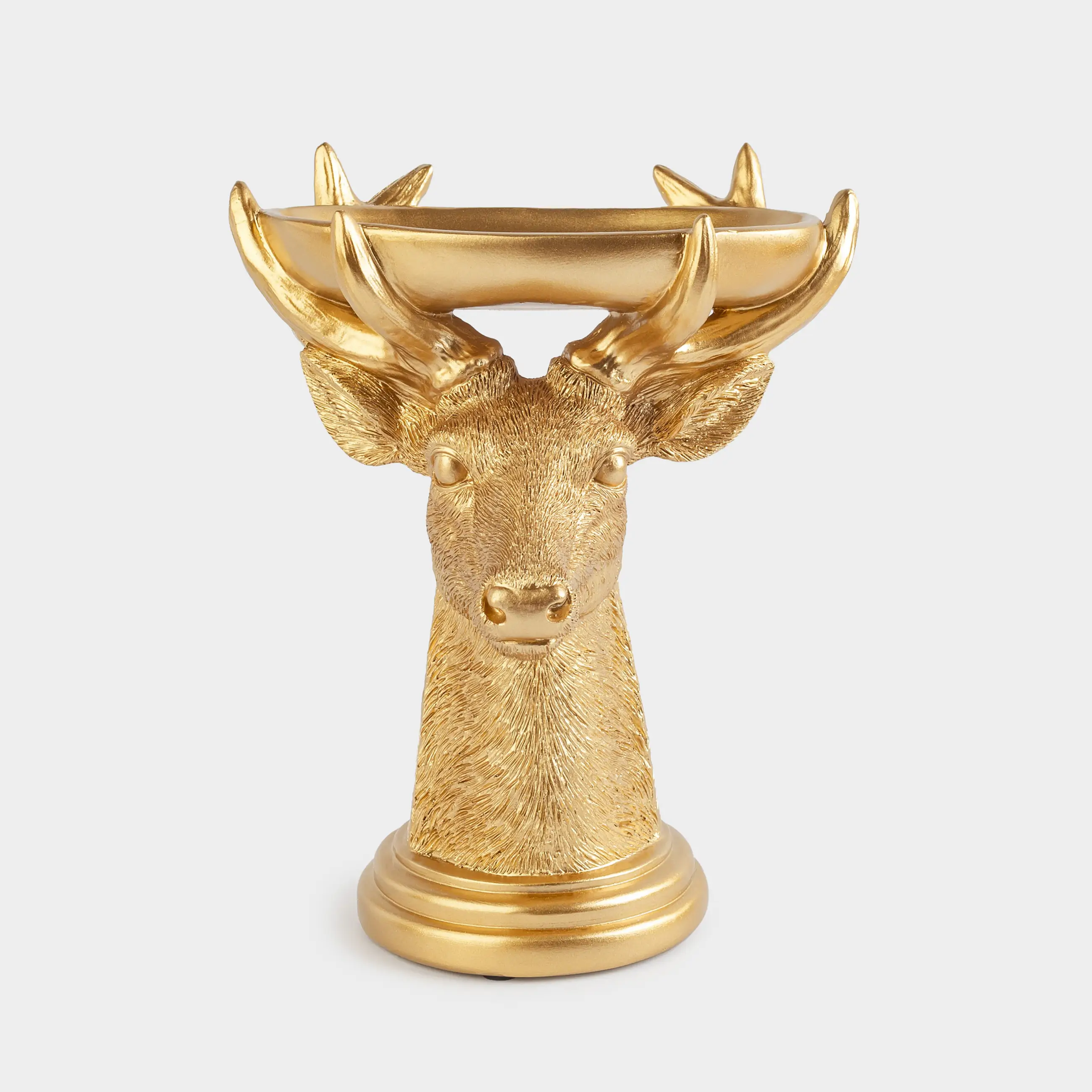 Сәндік ыдыс, 22 см, полирезин/болат, алтын, Науасы бар бұғы, Deer gold
