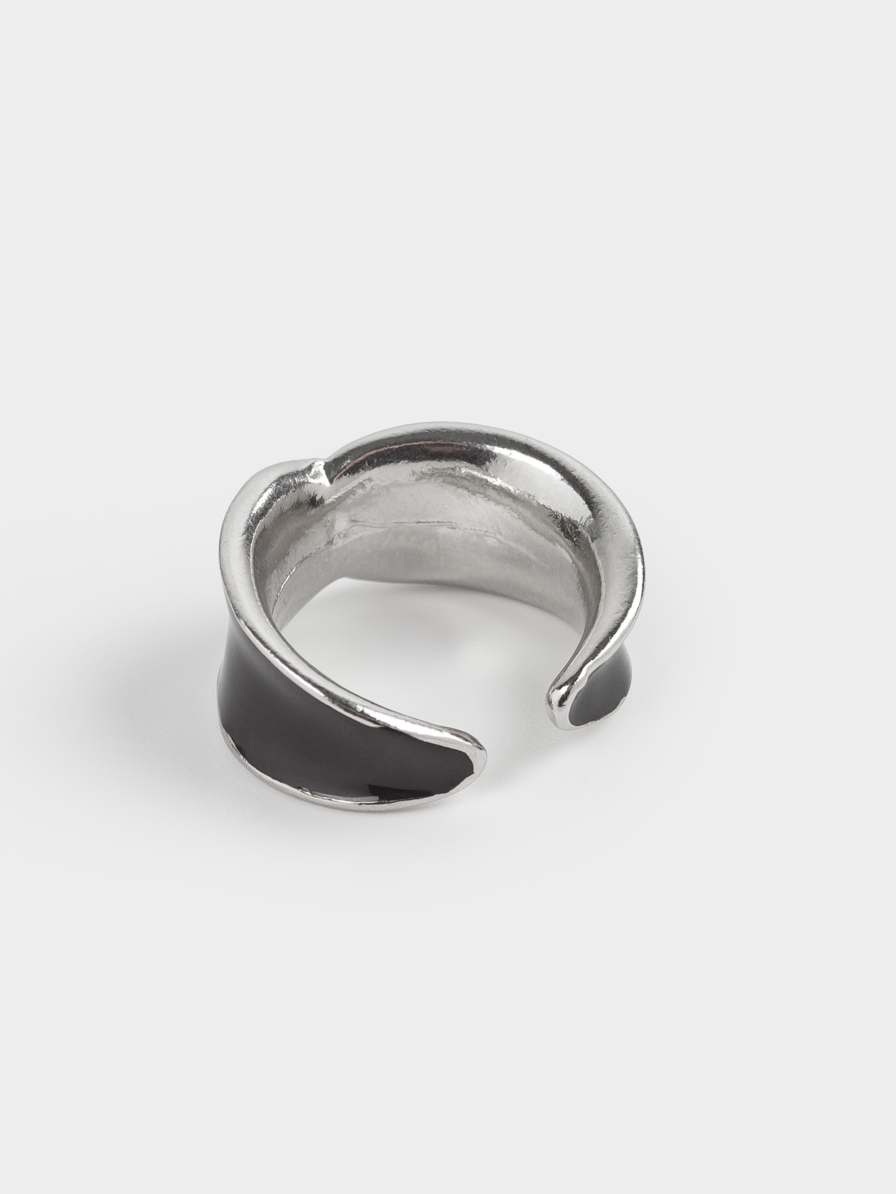 Кольцо, р. S-M, единый размер, металл/акрил, серебристо-черное, Jewelry, image-3